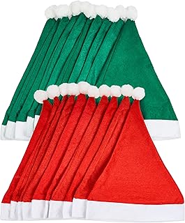 THE TWIDDLERS 20 Red & Green Santa Christmas Hats - Santa Hats for Adults & Kids, Novelty Fancy Dress Up for Xmas Party, Office Party - 32cm x 38cm