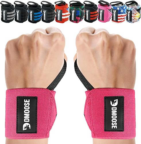 Miniatura 1 de DMoose Fitness Muñequeras para levantamiento de pesas, correas de muñeca de alta calidad aprobadas por IPL con trabillas para el pulgar para