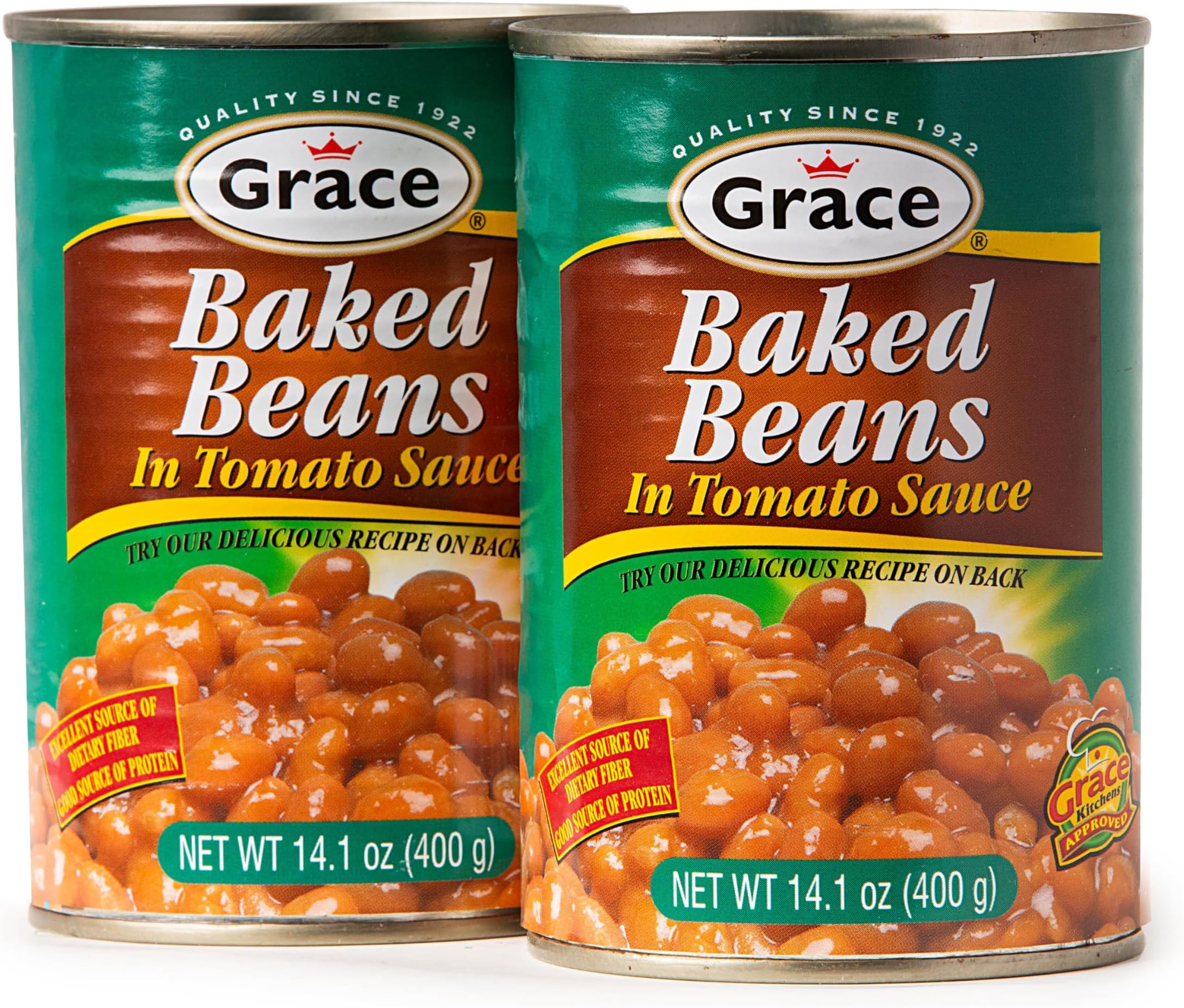 - Grace Baked Beans 14oz - 2 Pack Canned Baked Beans - Source of Plant Based Protein & Fiber, Gluten Free, Low Fat