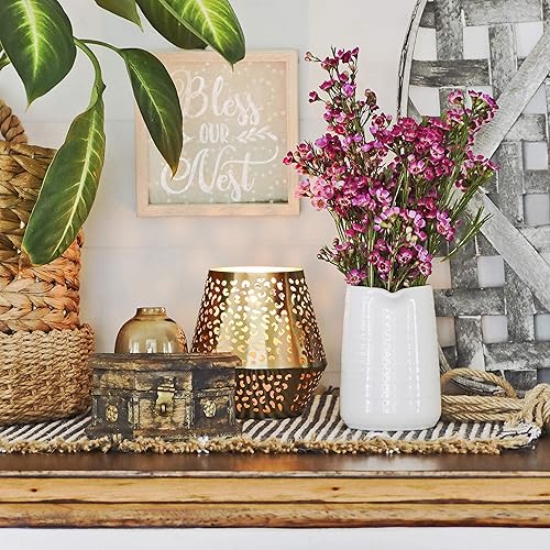 Miniatura 4 de Jarrón blanco para decoración, pequeño jarrón de cerámica blanca con forma de corazón, jarrón moderno para decoración blanca o jarrones estilo