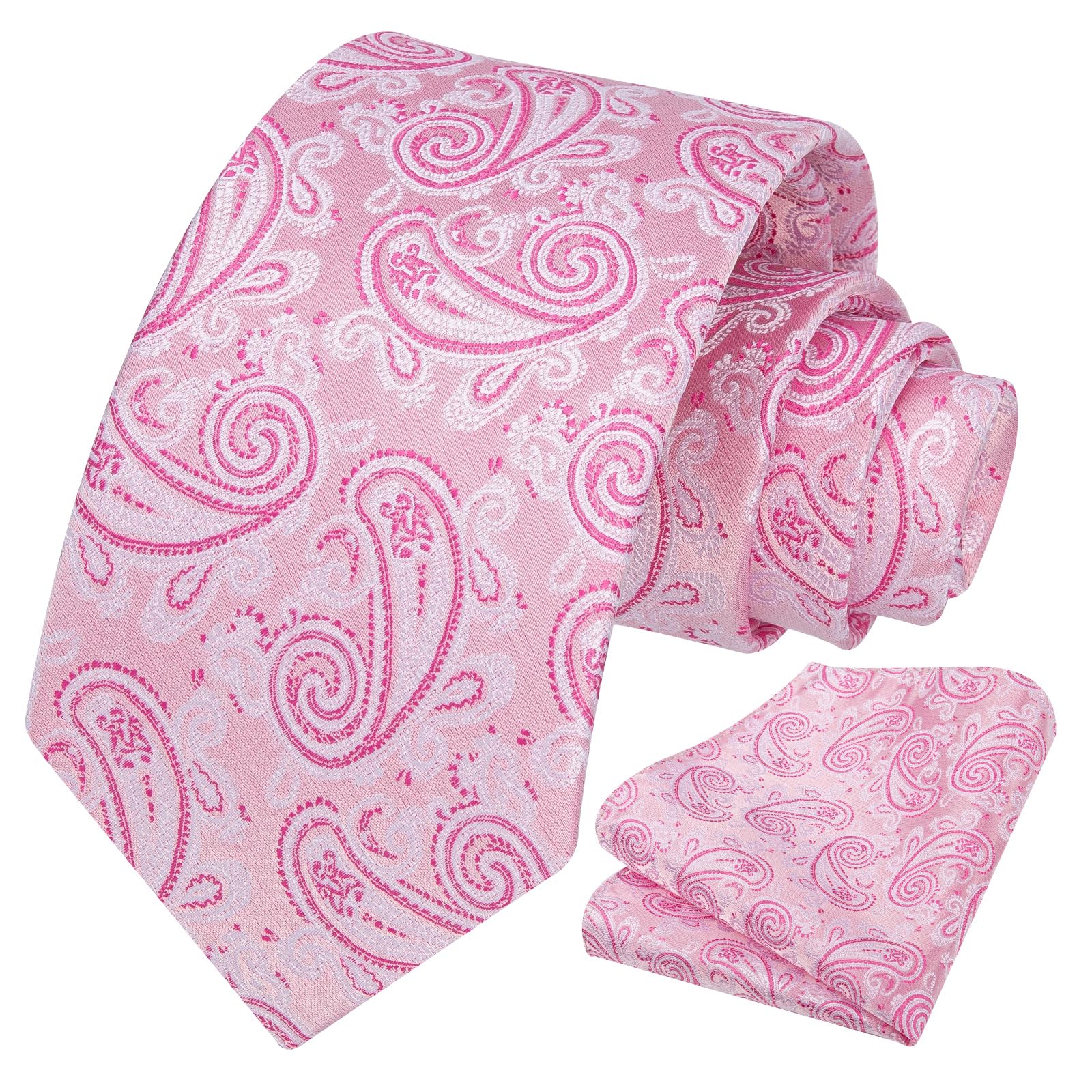 HISDERN Ties for Men Paisley Floral Tie Handkerchief Classic Woven Business Formal Necktie and Pocket Square Set Wedding