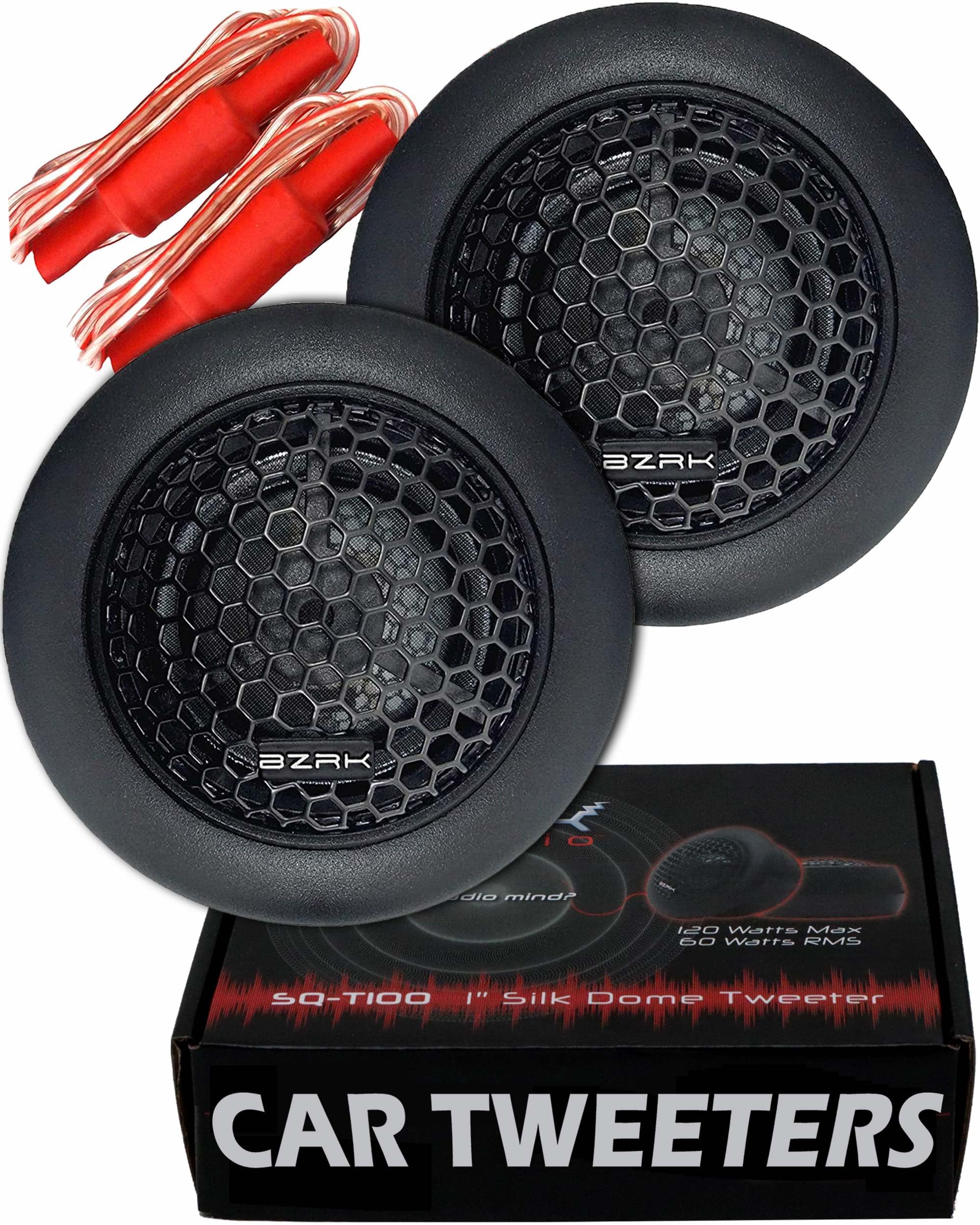 Component Tweeters by 1 Silk Dome 100 watts - Flush or Surface Mount for Car