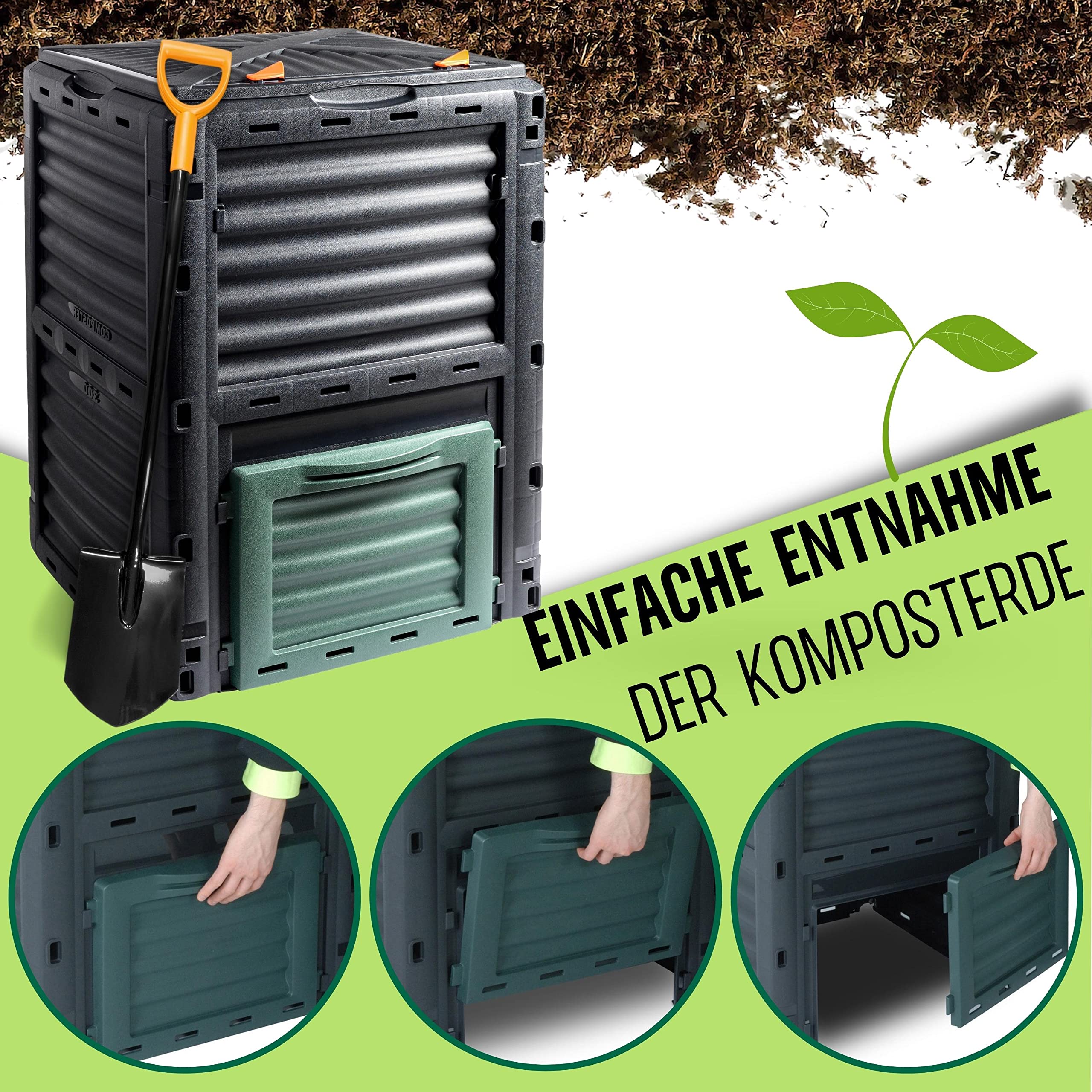 Schauer Gartenkomposter 300 Liter aus Kunststoff - Schnellkomposter mit praktisches Stecksystem - Thermokomposter/Kompostierer mit Deckel & verschließbar