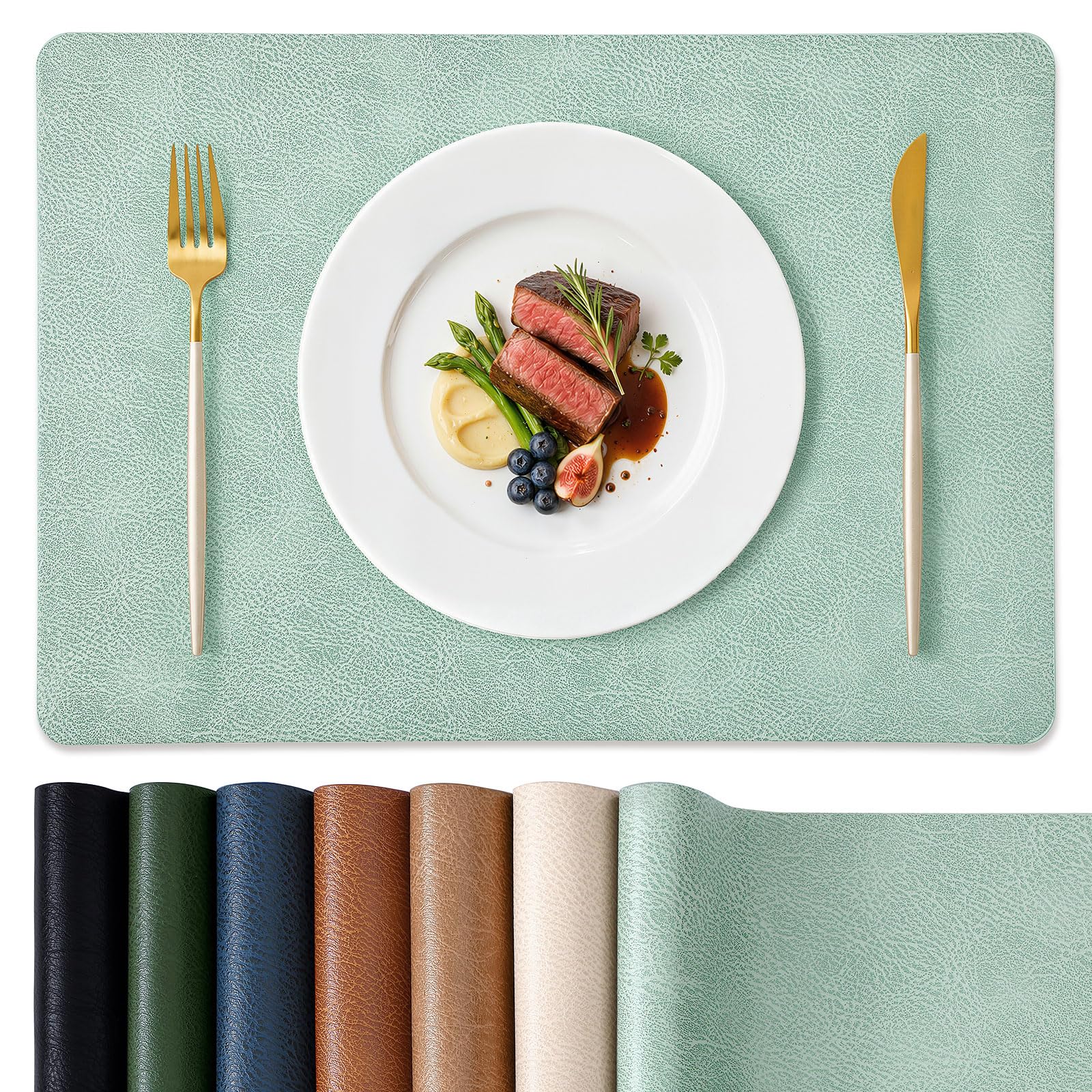 homing Lot de 4 sets de table en vinyle imitation cuir, faciles à nettoyer | Sets de table imperméables résistants à la chaleur lavables antidérapants pour cuisine et salle à manger 30 x 43,2 cm