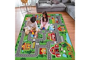 Kids Carpet Playmat Rug 59"x39.4", Non-Slip Car Rug for Kids Town City...