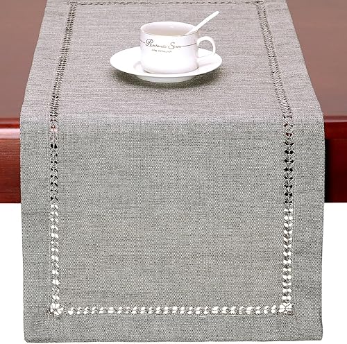 Miniatura 2 de Grelucgo - Camino de mesa de comedor hecho a mano, color gris