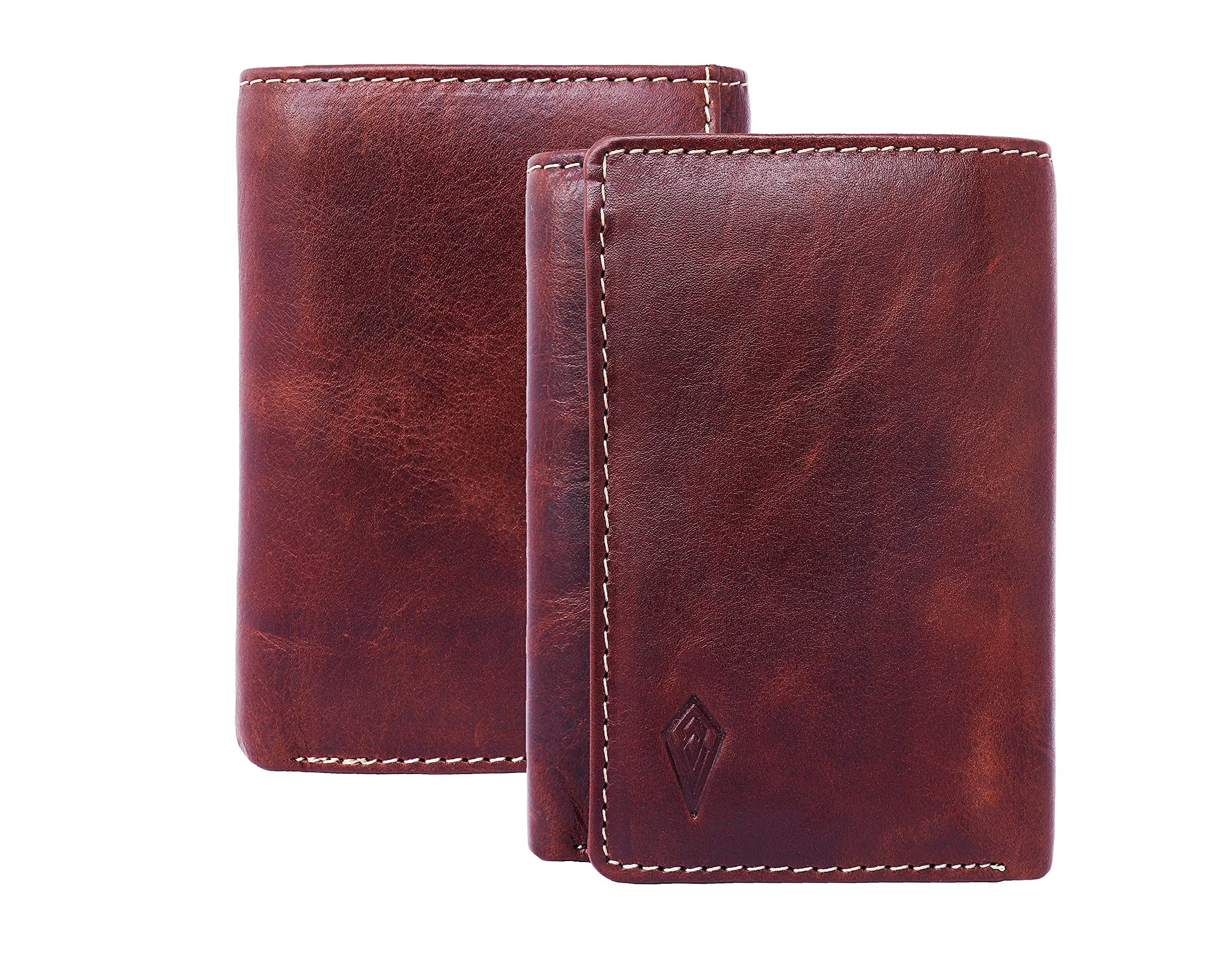 Men's Genuine Leather tri-Fold Wallet, Italian Brown, M, Three Fold Wallet