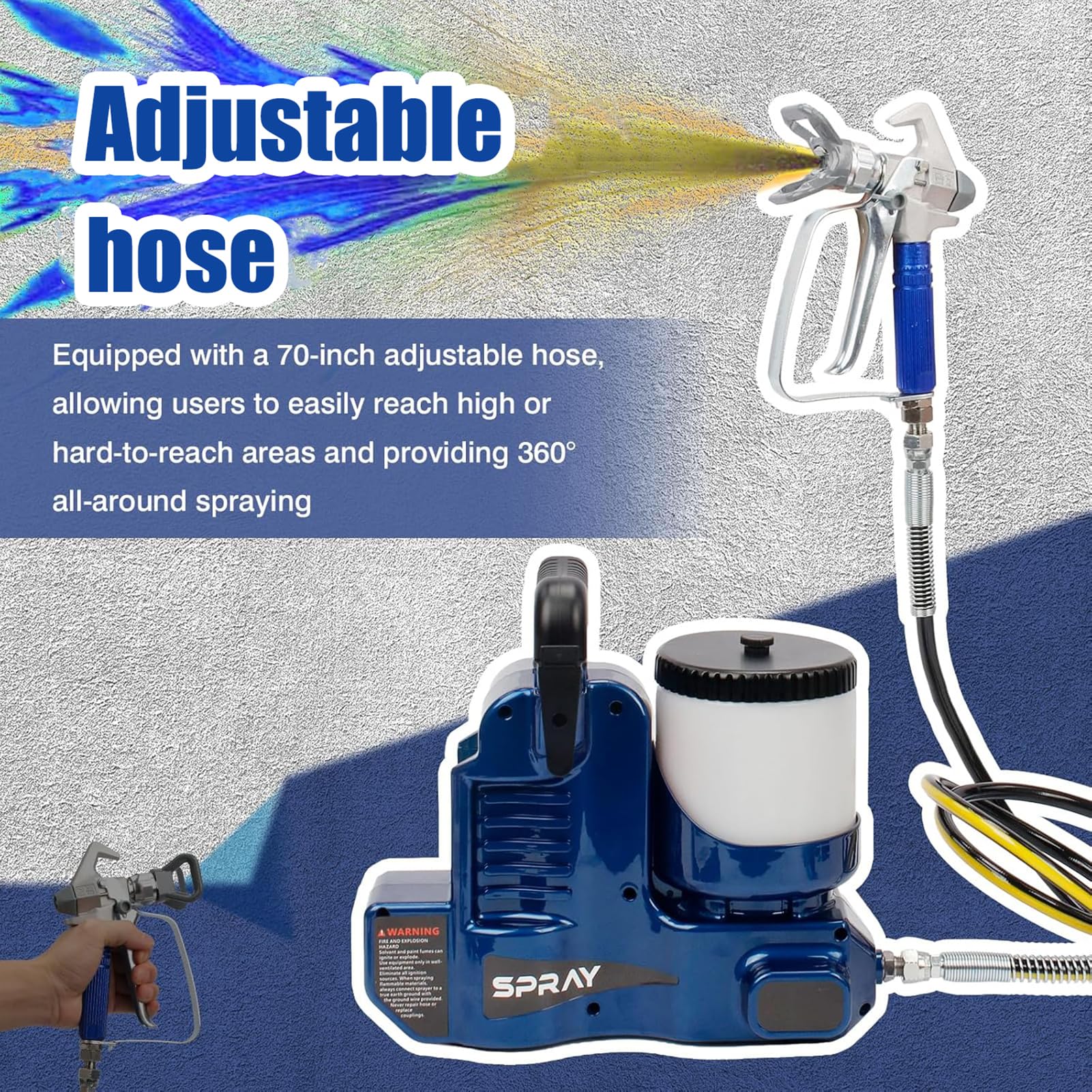Pulverizador de Pintura Airless Inalámbrico 550W, Pistola de Pintura Eléctrica a Batería 21V, Máquina de Pintar Paredes Profesional con 6 Velocidades, Depósito 1.2L para Látex y Barniz