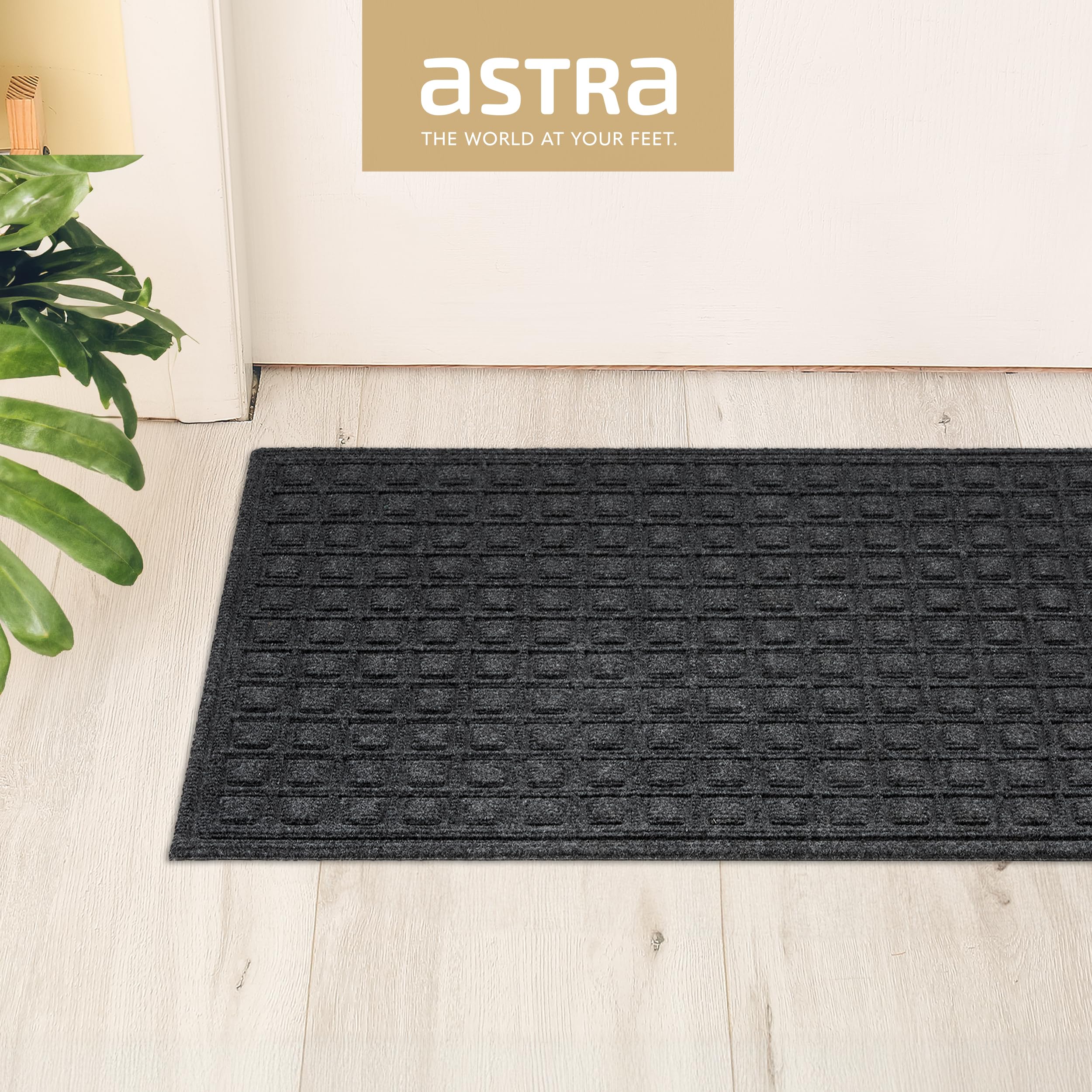 Astra Zerbino antiscivolo per esterni - Tappetino antipolvere resistente alle intemperie - Tappeto per porta d'ingresso antisporco - Set di 2 45 x 75 cm - box grigio
