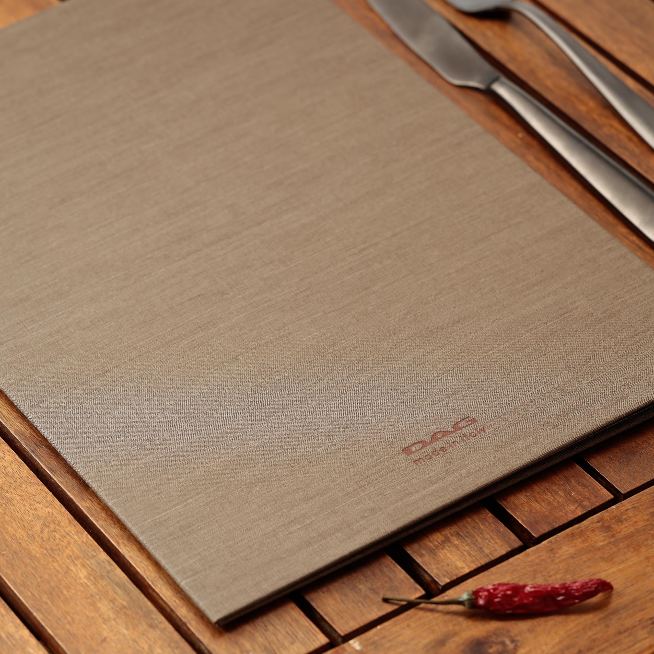 DAG Style, Portamenu Restaurante A4 Linea Italy 10 piezas, menú restaurante con texto "menu" Color Arena, PU, 100% Made in Italy