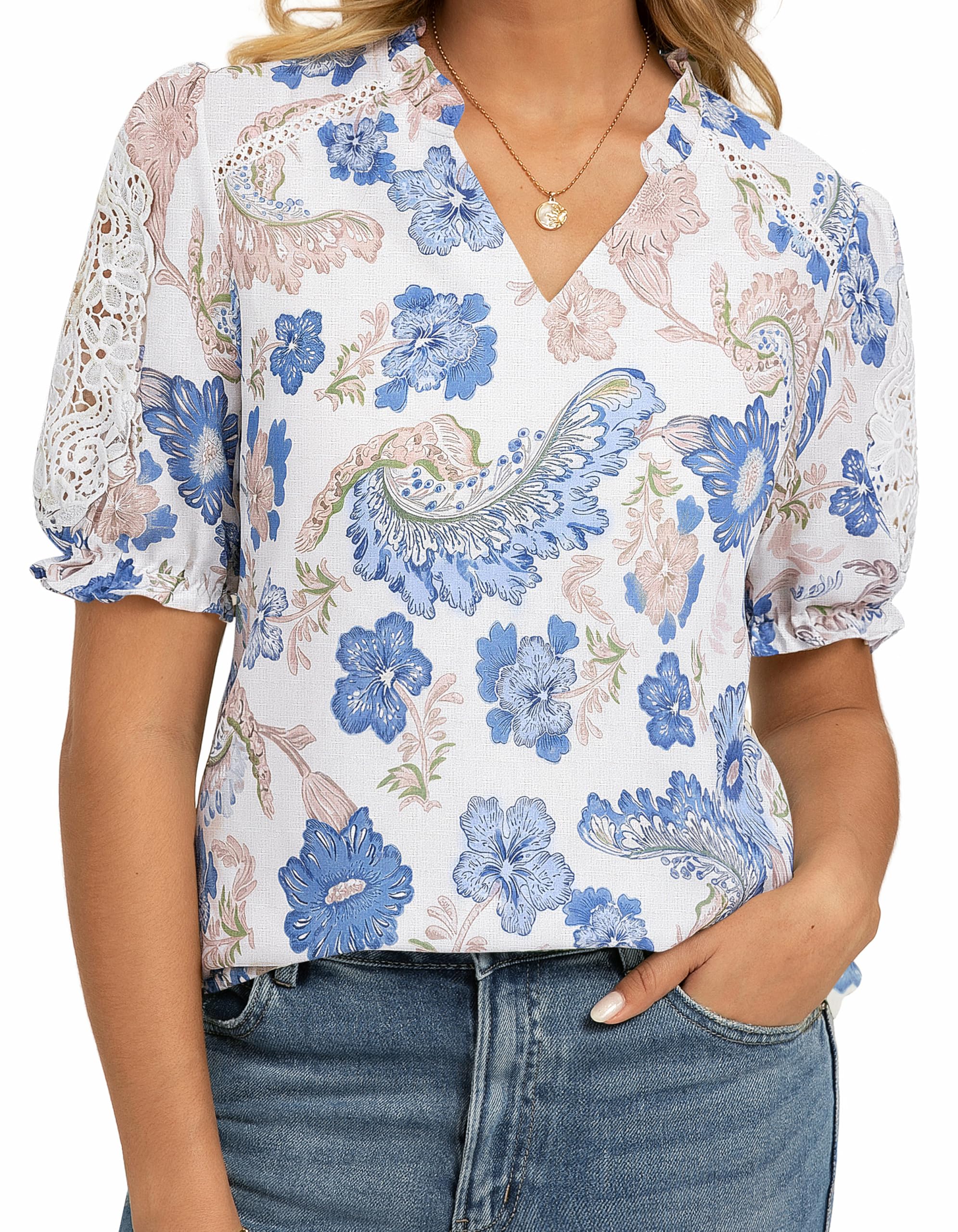 GRACE KARIN Women Boho Floral Tops – 6% Off (Now $14.99)