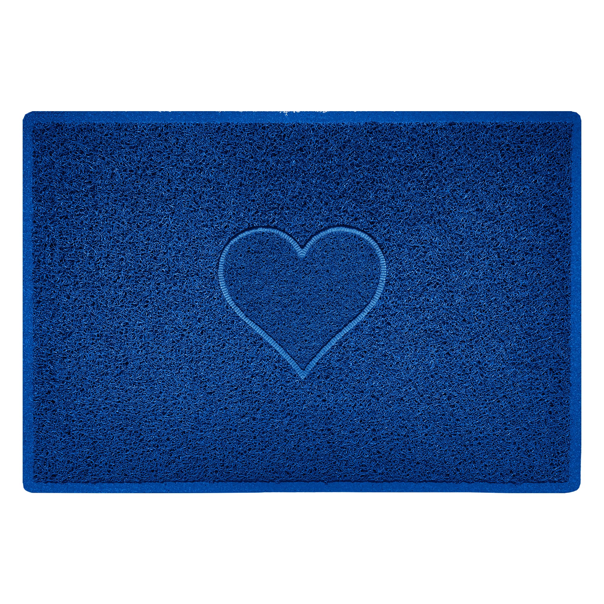 Nicoman Embossed PVC Spaghetti Pressed Heart Doormat - Blue - 90cm x 60cm