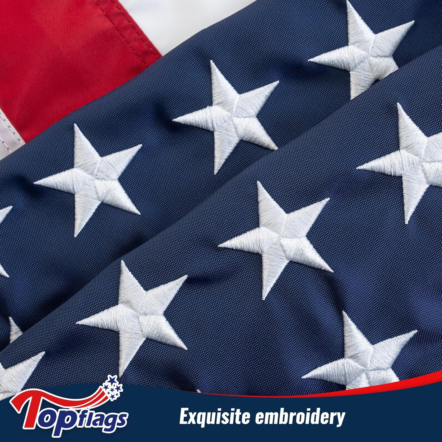 TOPFLAGS American Flag 3x5 Ft Outdoor TearProof US Flags Embroidered Stars All Weather for High Wind Heavy Duty Sewn Stripes for Outside 250th Anniversary Flag
