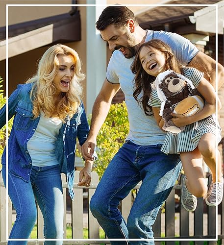 Miniatura 6 de DolliBu Oso Grizzly con ropa de peluche y peluche de fútbol – Oso suave para abrazar, adorable juguete de peluche para jugar, lindo regalo de vida