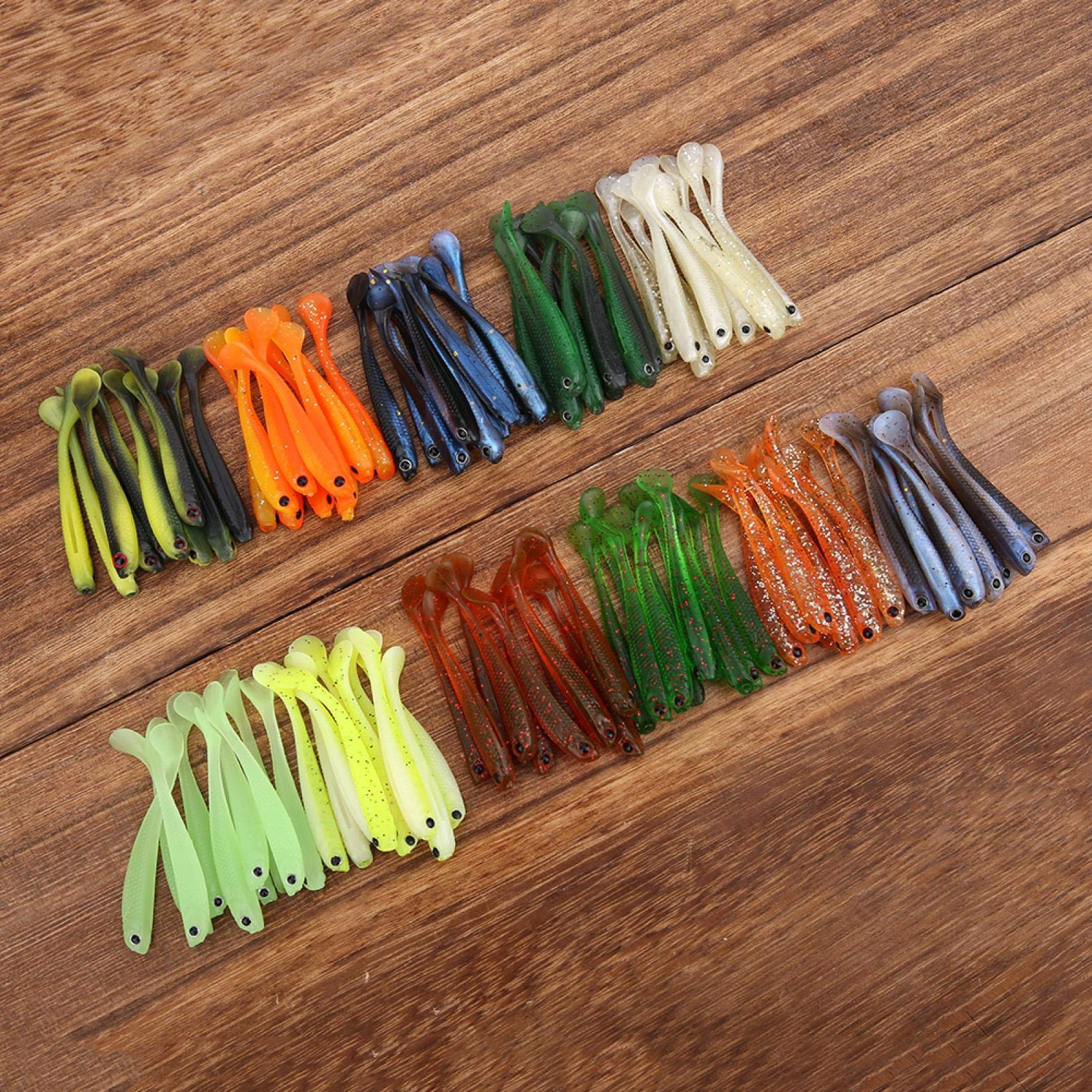 55mm Fishing Lure Fishing Jigs Bass Lures Simulazione Artificiale Piccolo Pesce Morbido Esche Esche Esche con T Tail Accessorio