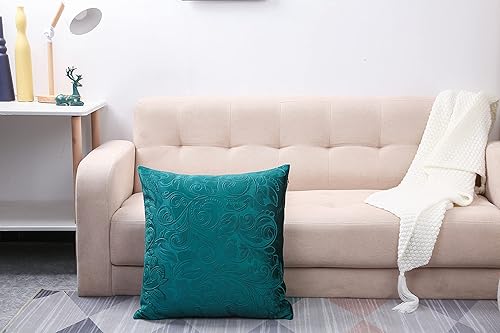 Miniatura 6 de TangDepot Funda de almohada en relieve de terciopelo pesado, tela de terciopelo anaglifo floral de clase, funda de almohada decorativa, funda de