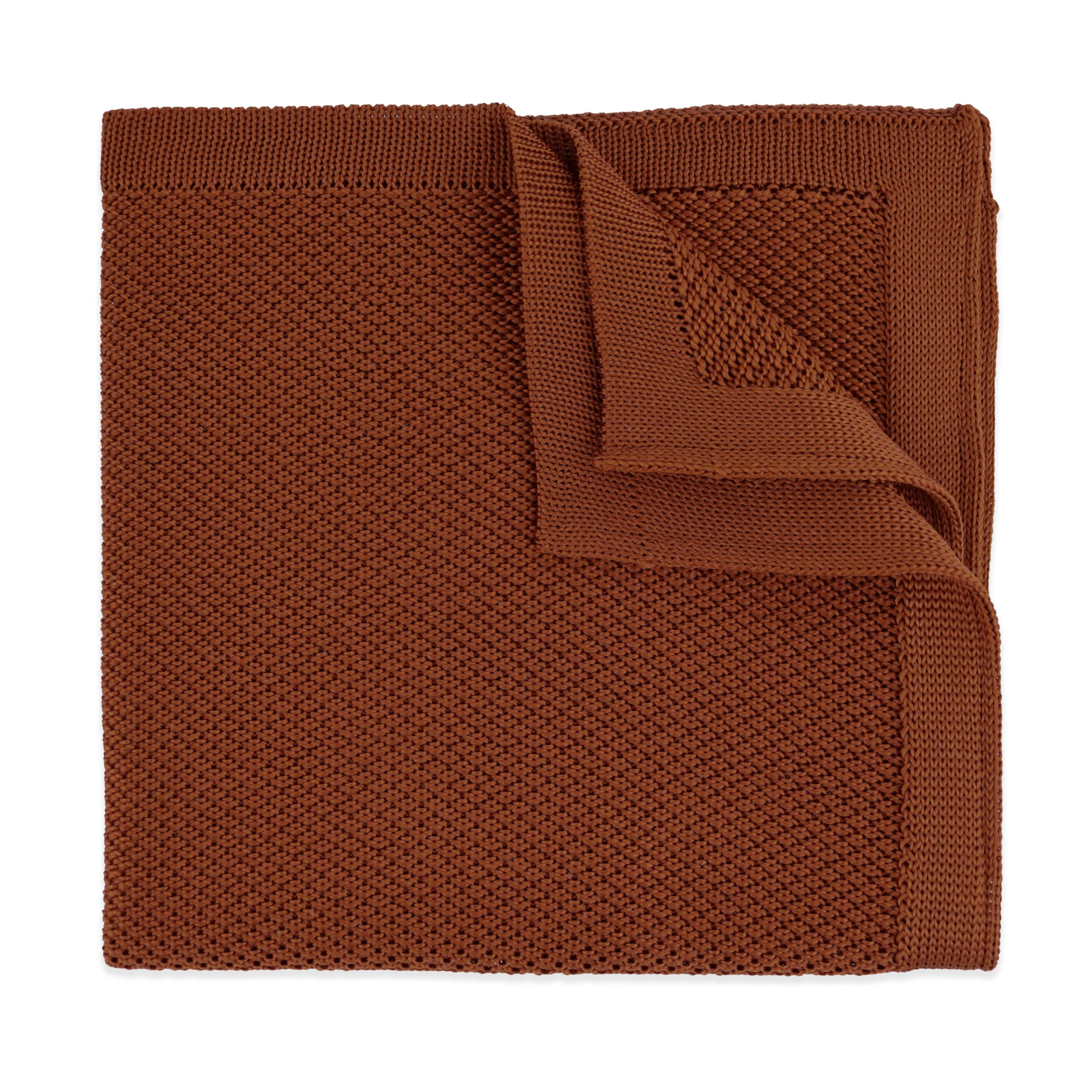 THE GENTS LAB Men's Knitted Pocket Square Made From 100% Soft Polyester | Over 20+ Colours (Rust Orange)