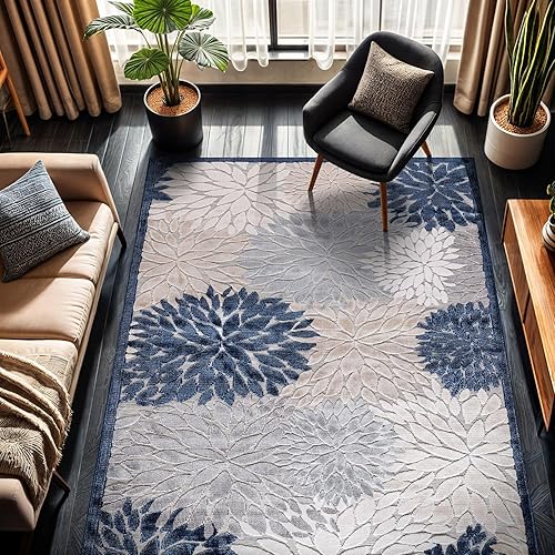 Miniatura 401 de CAMILSON Indoor Outdoor Rug 5x7 Bohemian Medallion Floral Area Rugs for Indoor and Outdoor Patios Easy-Cleaning Non-Shedding Living Room Garden and