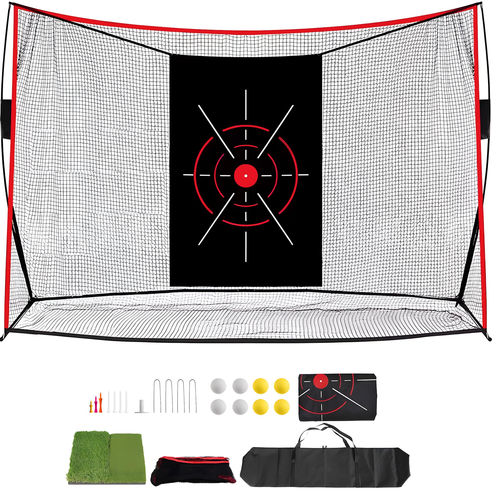 Golf Net, 10x7ft Golf Hitting Nets with a Turf Mats, Golf Practice Net for Backyard,Garage, Terrace Equipped with Noise Free Target, Great Gift for Fathers, Husbands and Professional Golfers