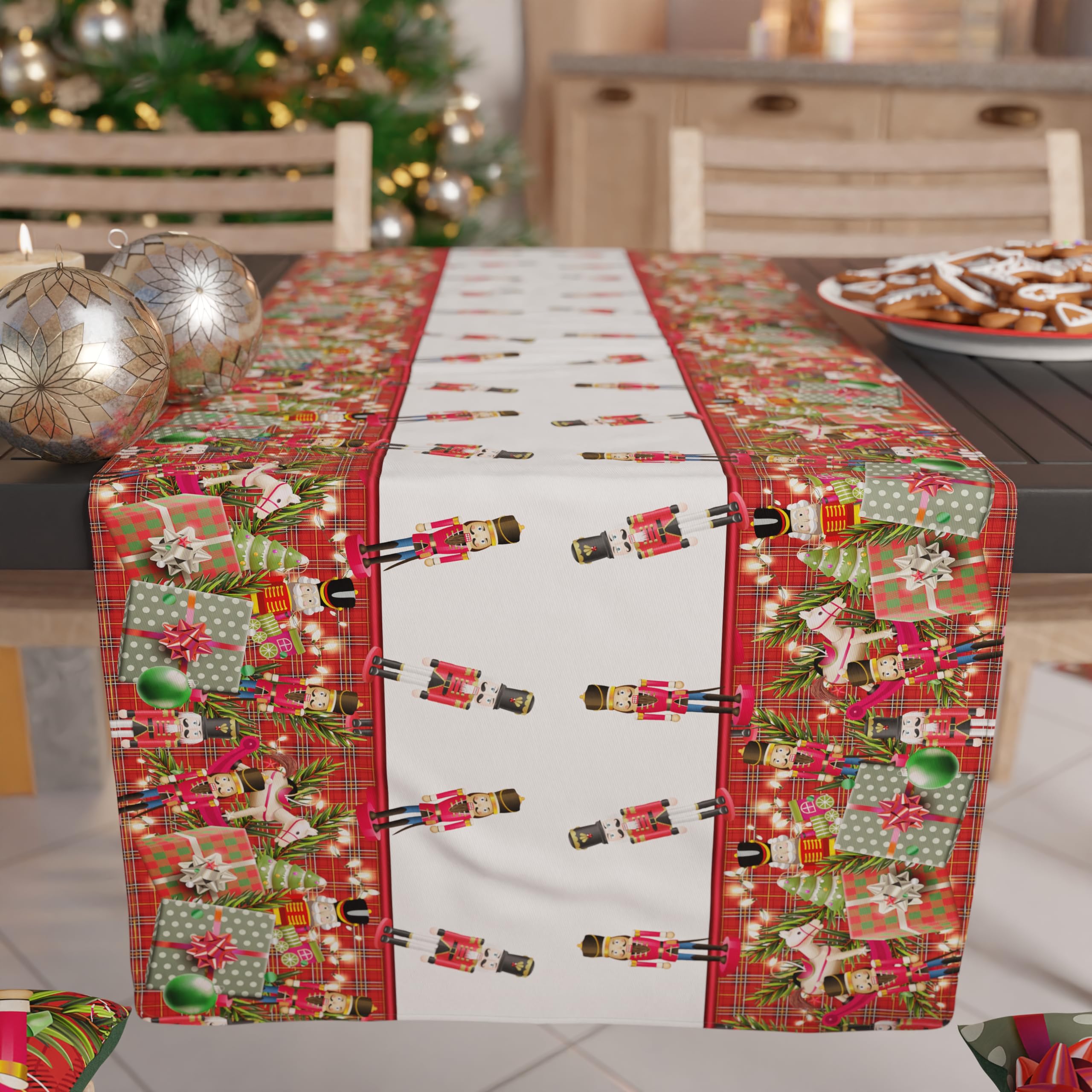 PETTI Artigiani Italiani - Christmas Table Runner, Kitchen Runner 140x40 cm, Elegant Christmas Table Runner with Soldiers, 100% Made in Italy