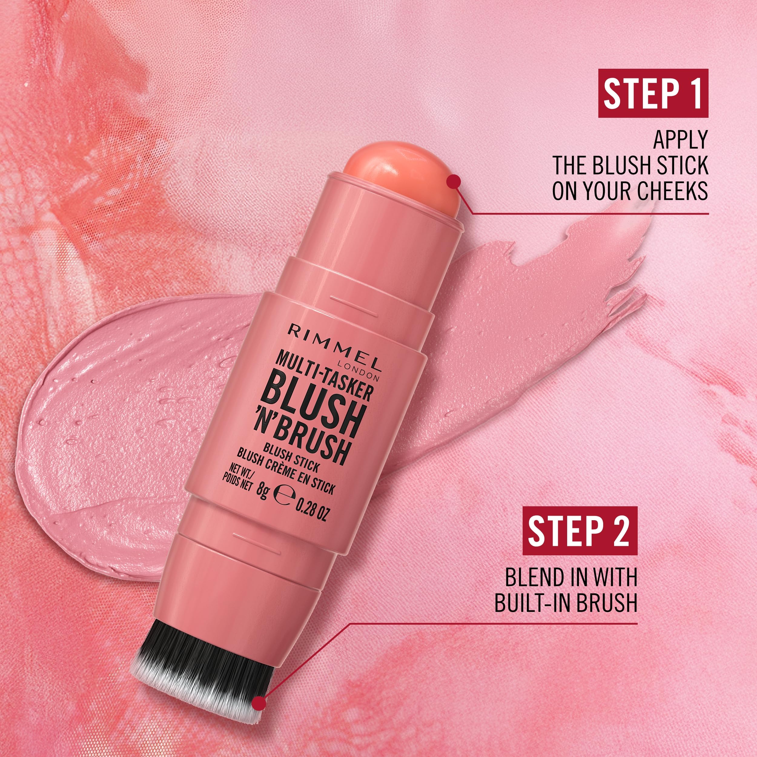 Rimmel London Multitasker Blush 'N' Brush Stick | Colorete | Tono 350 ROASED PEACH| 8g — view 6
