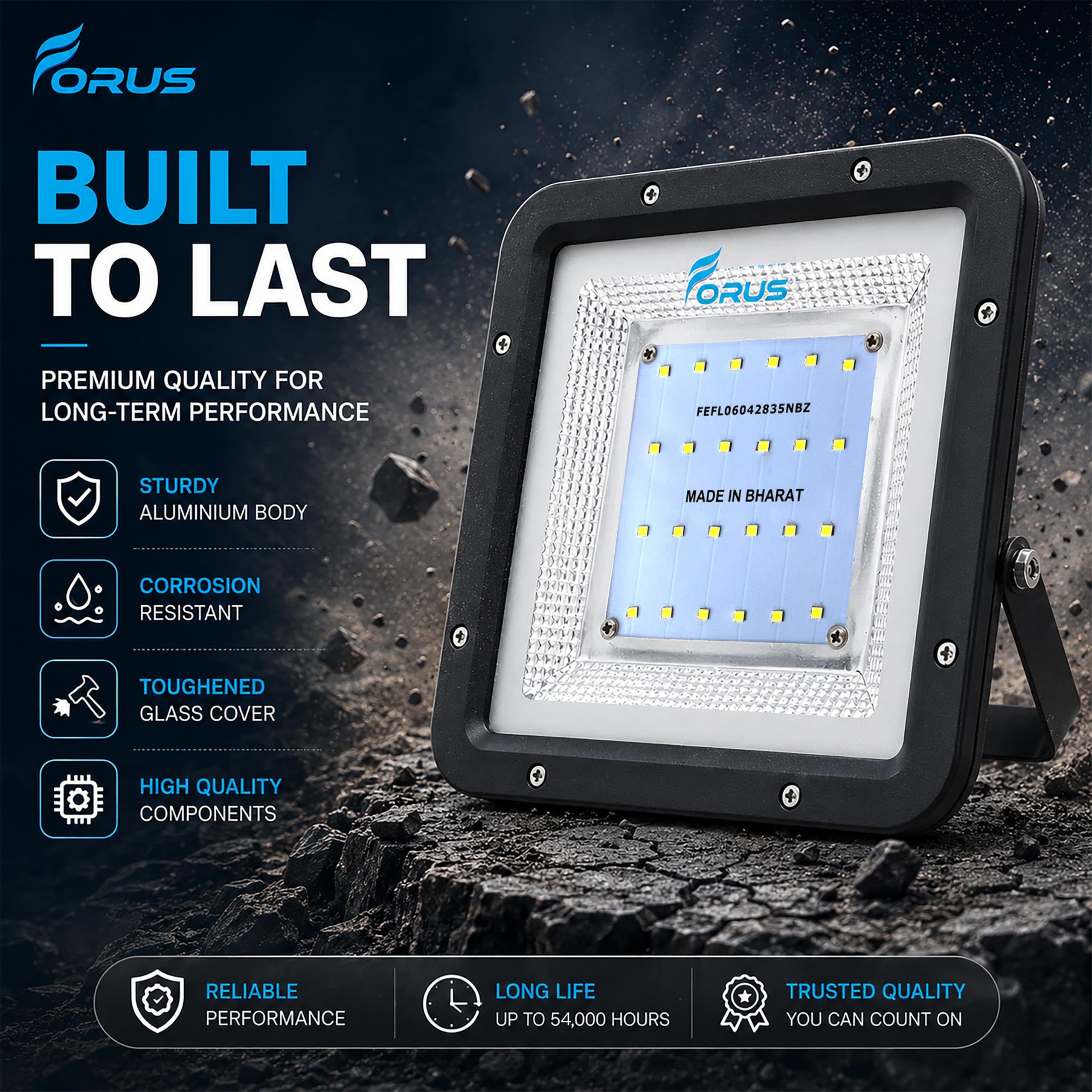 Forus 50W LED Flood Light 4 Years Warranty, IP67 Waterproof Outdoor LED Flood Lights, High Mast Focus Light, Halogen Floodlight for Factory, Garage, Parking, Garden,Shop,Warehouse,Tent, Cool White 1PC 3