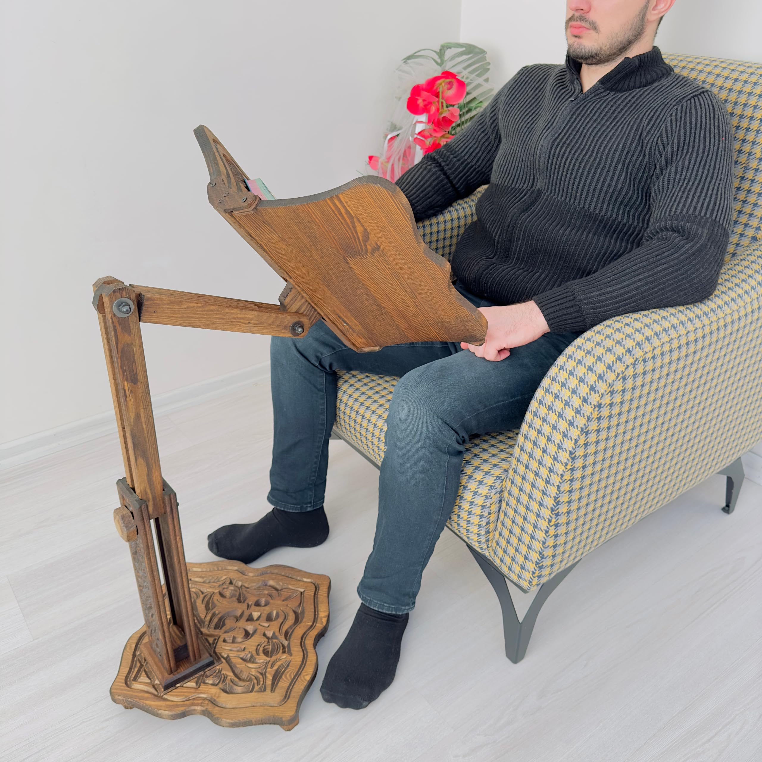 Soporte de madera ajustable de gran tamaño para libros pesados | Corán, Biblia, diccionario, soporte para libros de cocina, soporte multifuncional enorme