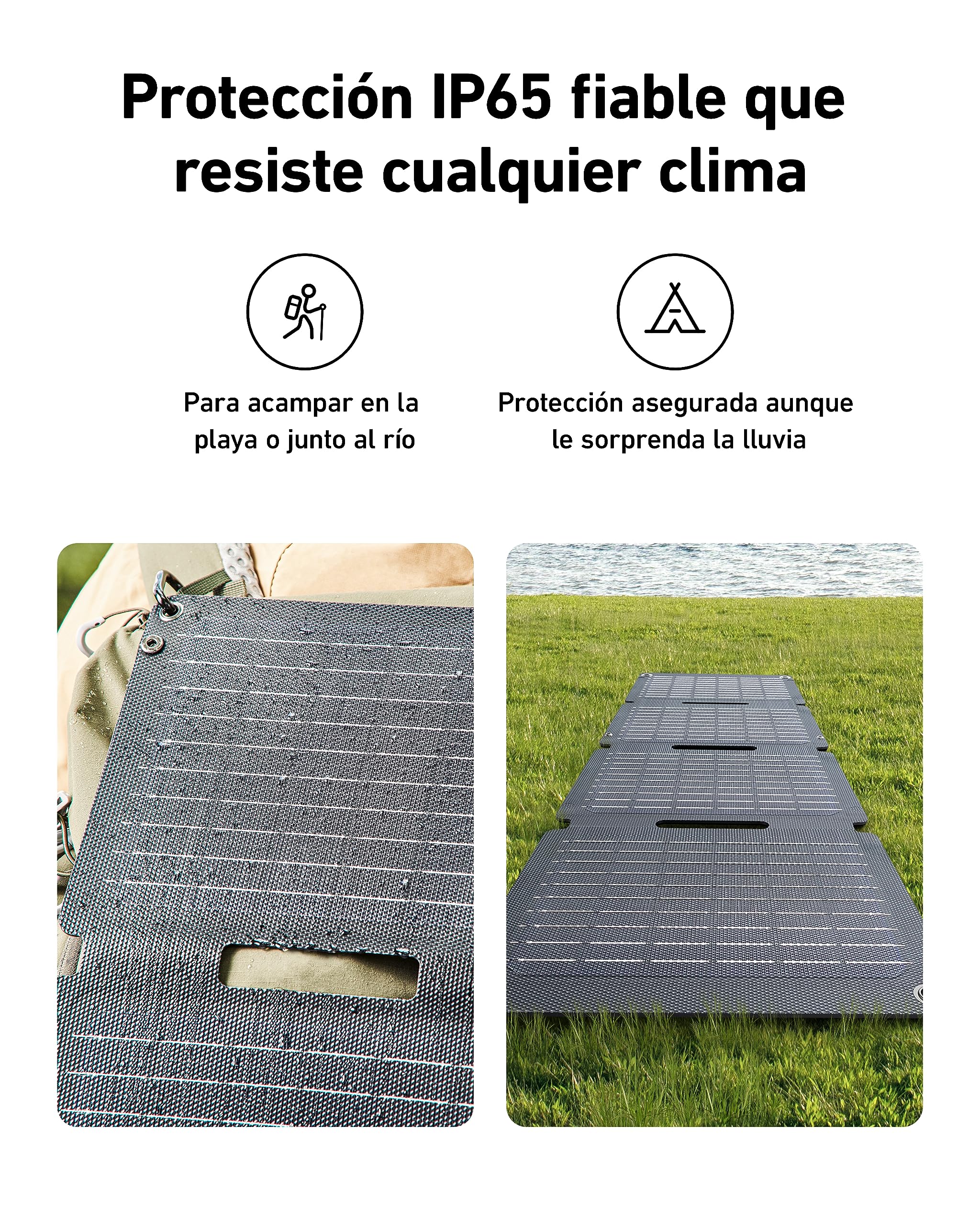 Anker Solix PS30 Panel Solar, Cargador Solar Plegable Portátil de 30W, Resistencia al Agua y al Polvo IP65, Carga Ultrarrápida, Carga 2 Dispositivos al Mismo Tiempo, para Acampada, Senderismo y