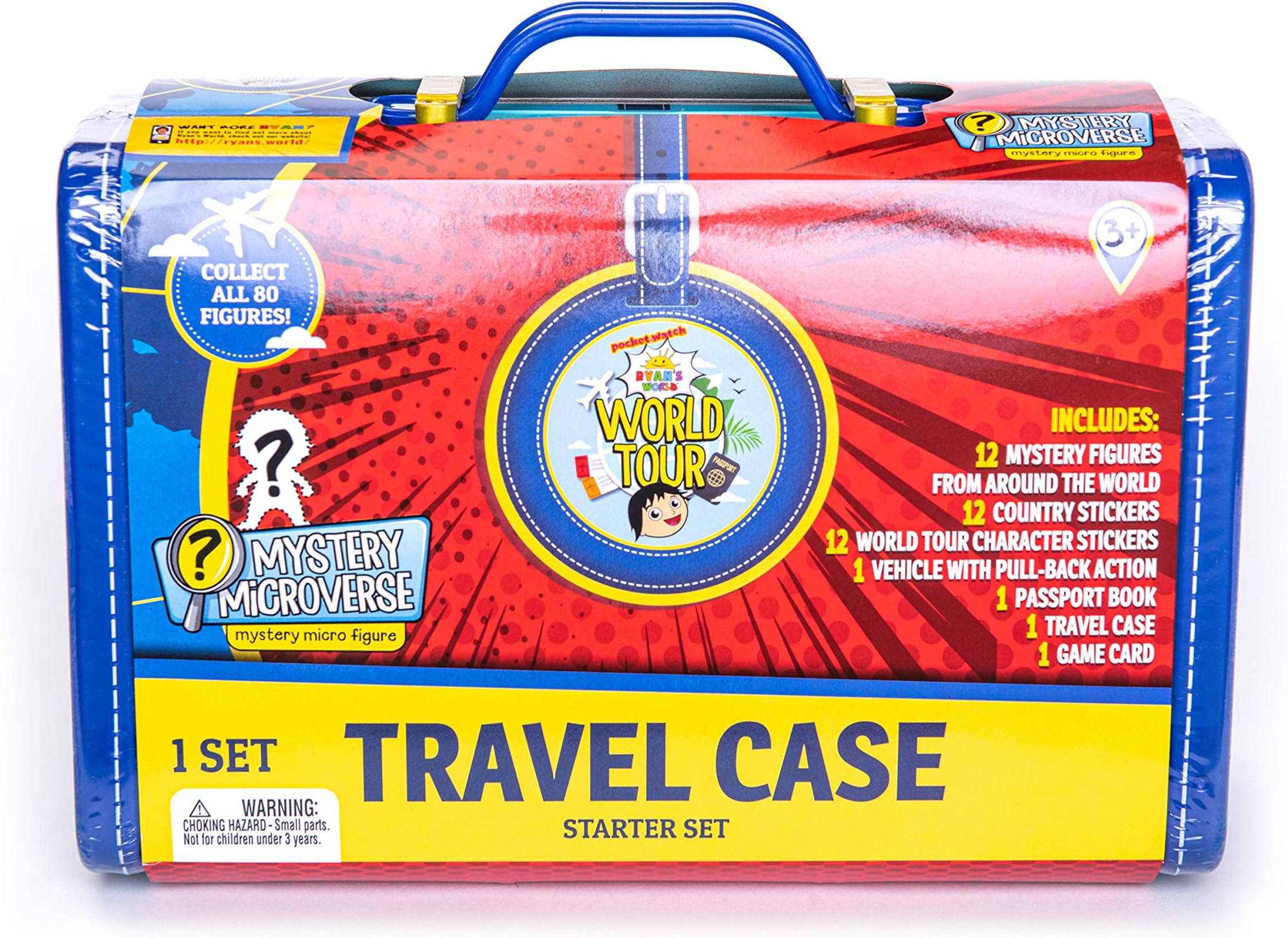 Ryan's World 919144.002 Tour Suitcase Includes 12 Micro Figures, Exclusive Vehicle and Stickers for Ages 3+, Multicolor