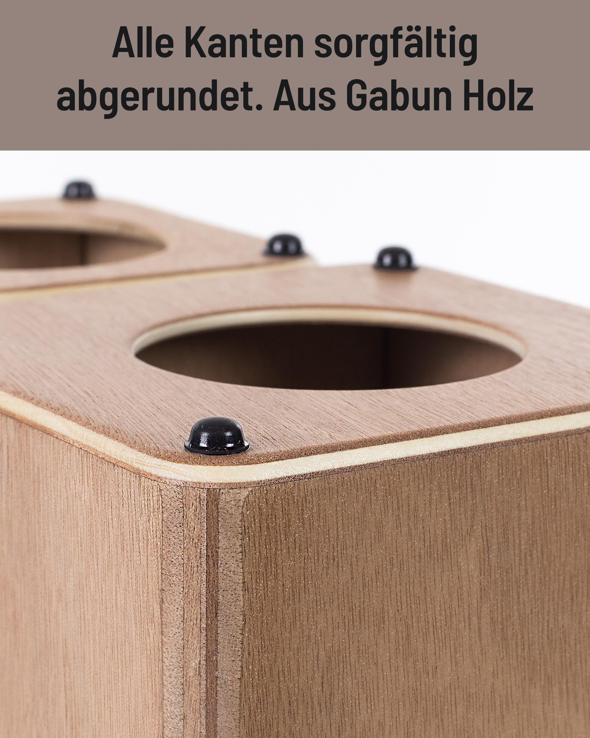 Schlagwerk WBS200 Bongo Set aus Hol7 mit Klettsystem - trennbar - Cajon Bongos mit durchsetzungsstarkem Sound - Made in Germany