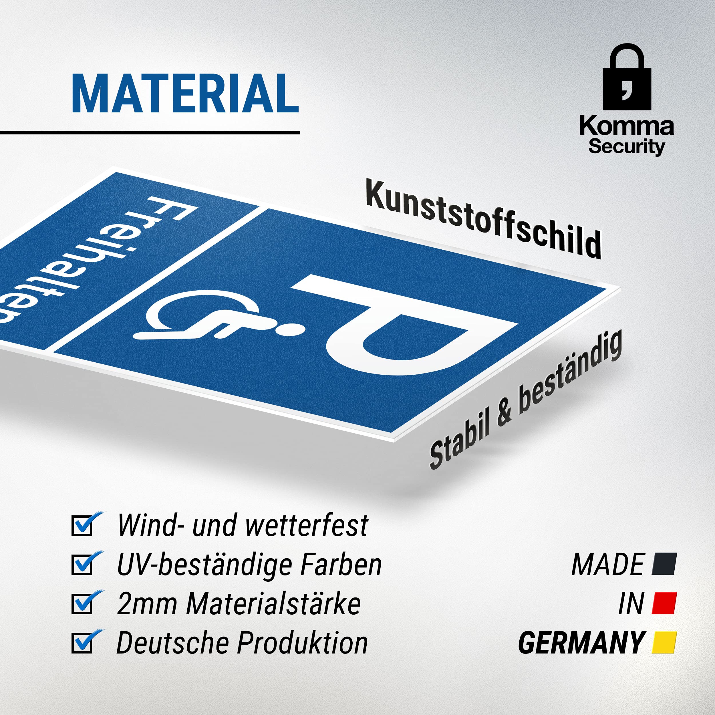 Parkplatzschild „Behindertenparkplatz“ Von Komma Security – 20x30 Cm, Wetterfest & Klar Lesbar
