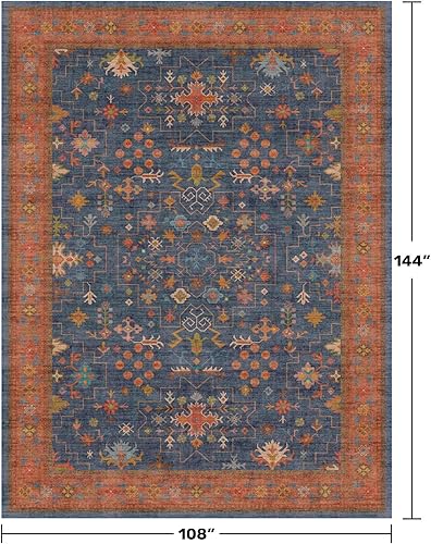 Miniatura 412 de Alfombra Boho Negra para Sala de Estar - Alfombra de Área Lavable de 10x14 Pies, Alfombras de Comedor para Debajo de la Mesa, Alfombra Suave de Pelo