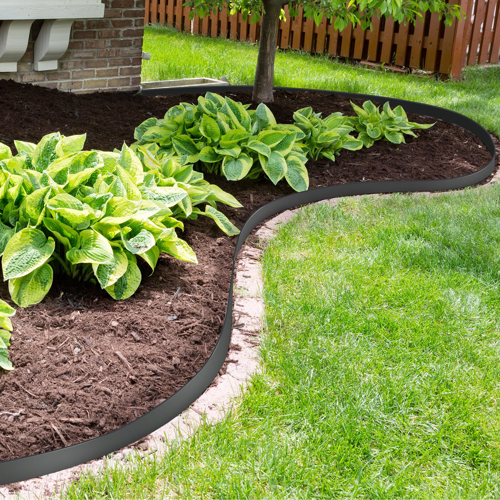 Velway Bordure de Jardin en Plastique Flexible 10 mètres, Hauteur 5cm - avec 40 Piquets d'ancrage – Délimitation Pelouse, Allée, Parterre – Bordurette Extérieure Facile à Installer