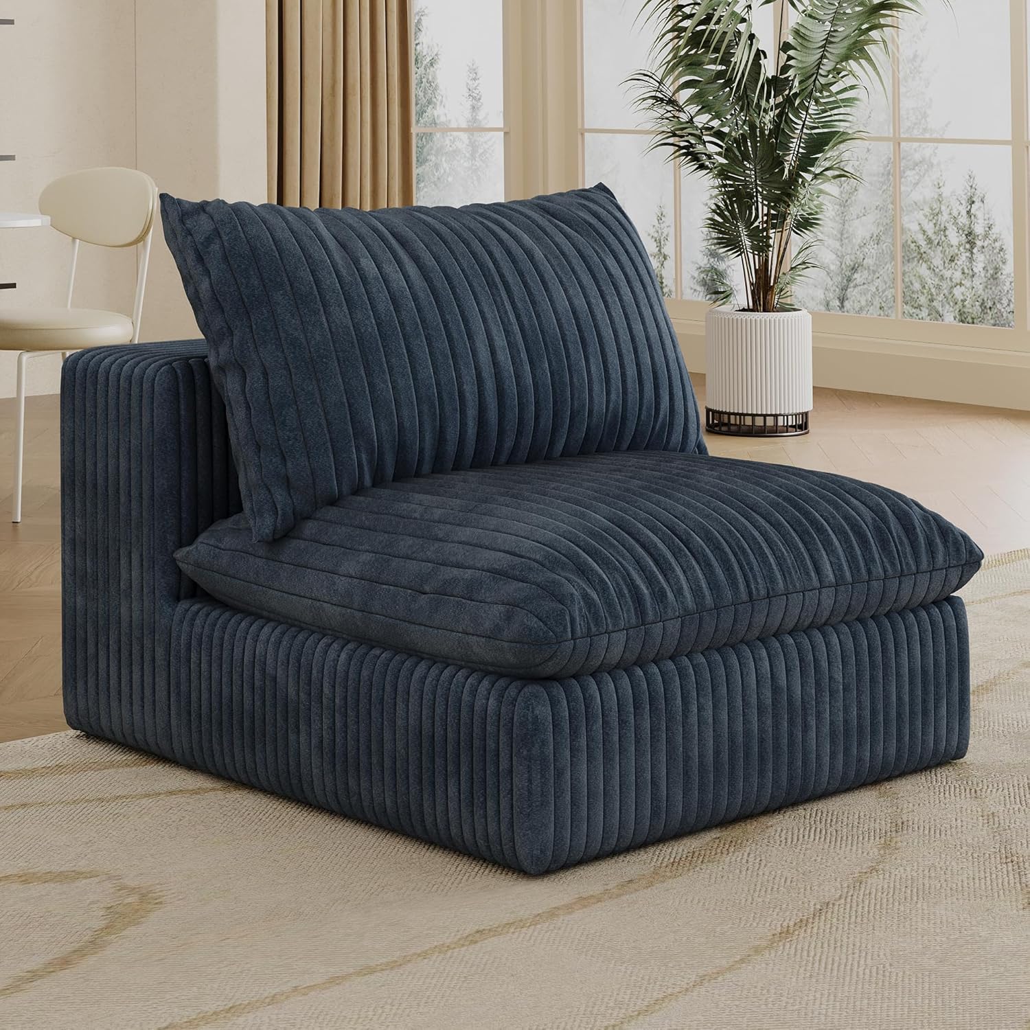 Cloud Sofa 1 Seat Fabric Deep Seat, Double Layer Design, Removable Cushion, No Assembly DIY for Living Room, Bedroom, Apartment, Office Blue