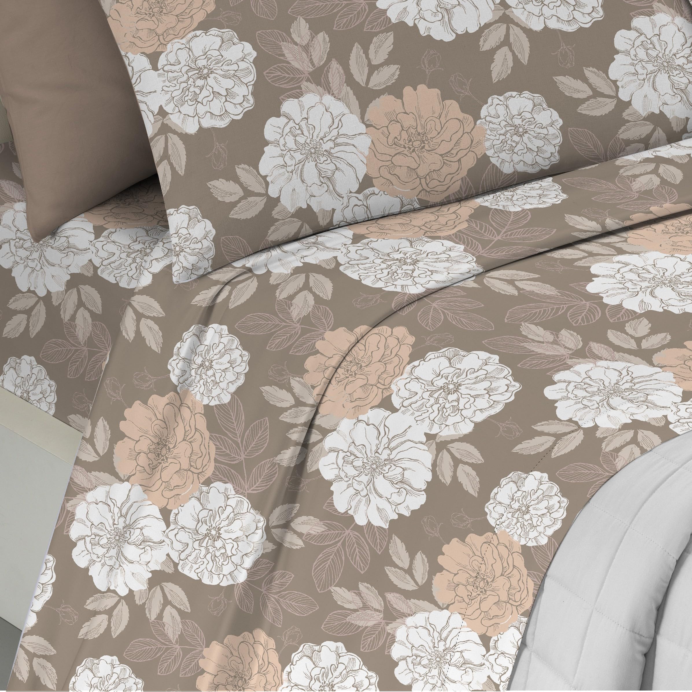 Riad Arredo Set Completo Letto 100% Cotone Morbido - Set Lenzuola con federe Mano Delicata Made in Italy (Marbella Brown, Matrimoniale Standard)