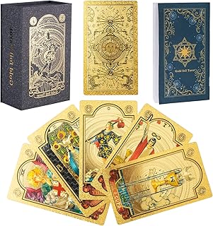 Tarot Cards Deck, Luxury Tarot Card Deck, Splendid Classic Tarot Deck, Durable Waterproof Gold Foil Tarot Decks for Beginners (Gold Sun)