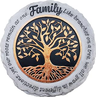 Spoontiques Family Stepping Stone - Hand-Painted Resin Garden Decor Plaque for Walkway or Wall Hanging