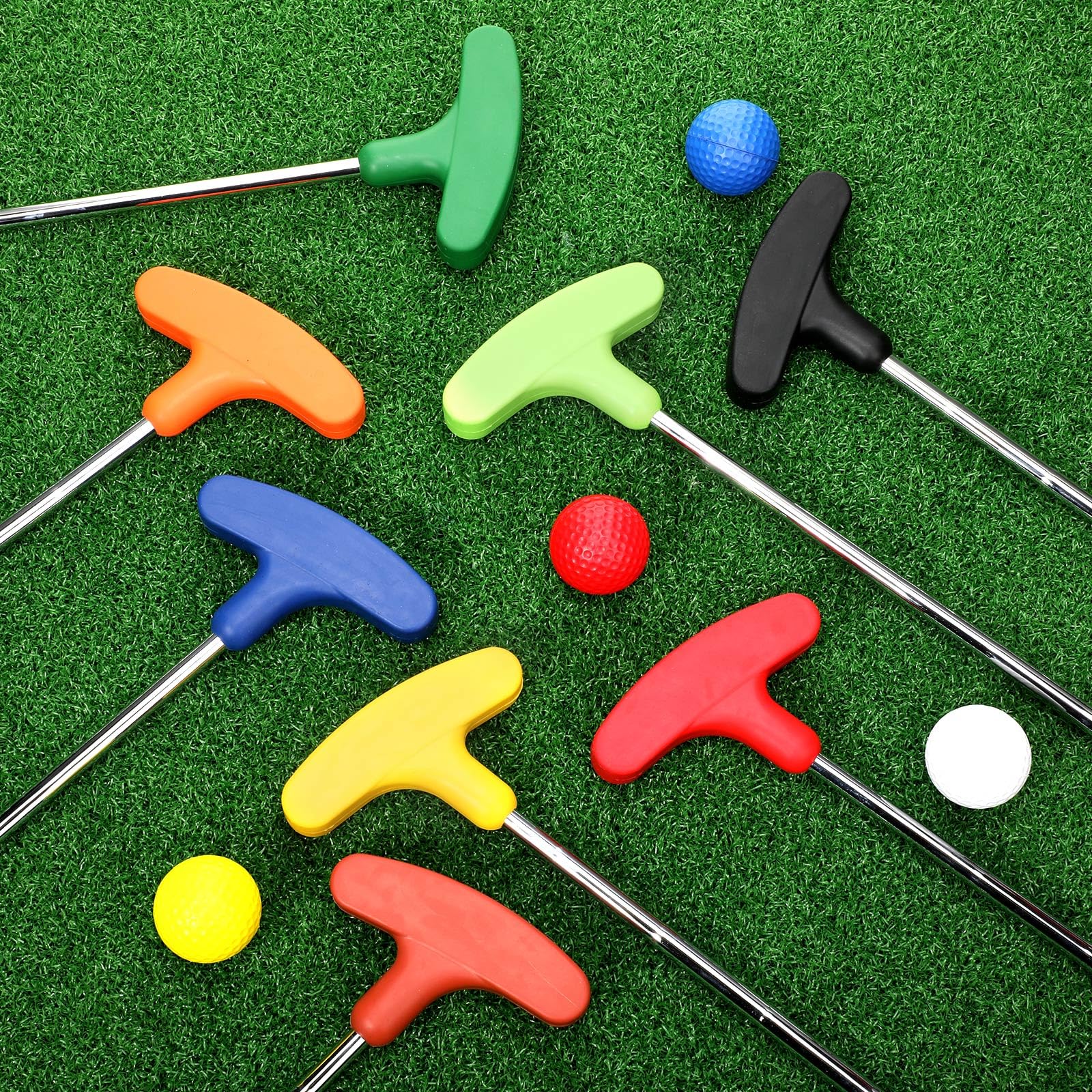 Hiboom Confezione da 8 putter da golf junior per mancini e destrorsi con 8 palline da golf per allenamento per età 9-12 13-15 anni adolescenti adulti (73 cm)