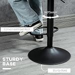 HOMCOM Bar Ensemble de tabourets 2, Tabourets pivotants avec hauteur réglable et fond découpé, Chaises à barres rembourrées en lin avec base en métal rond et repose-pieds, noir
