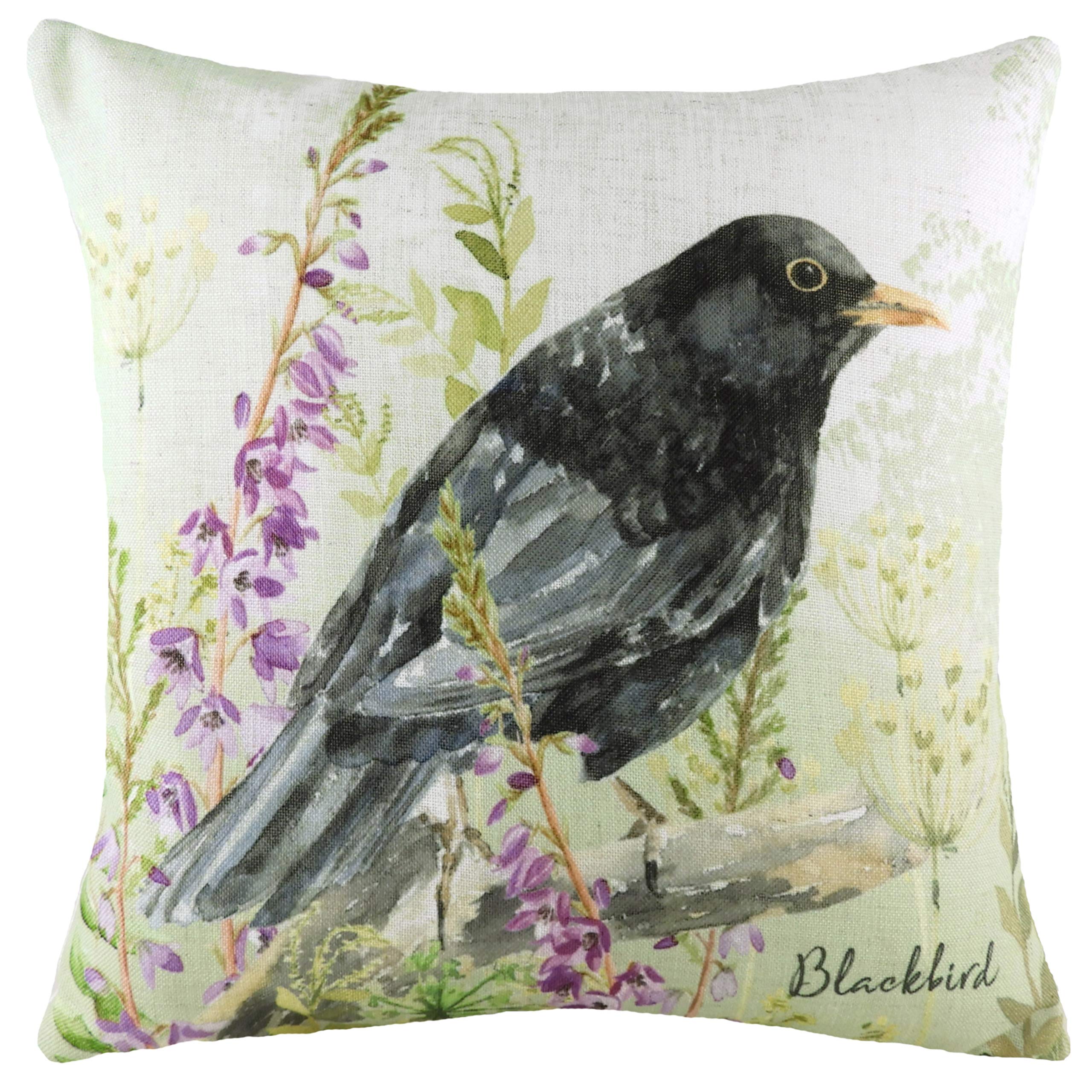 Evans Lichfield Blackbird Feather Filled Cushion, Multi, 43 x 43cm