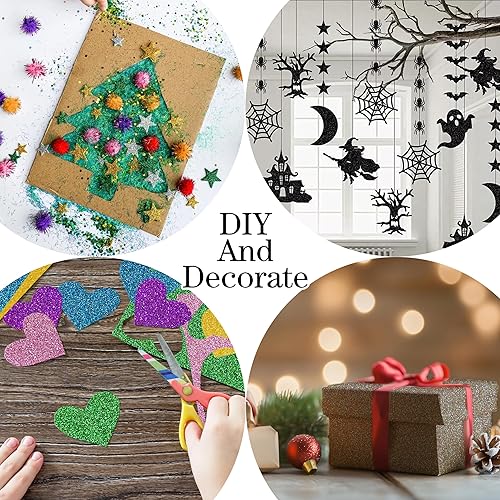 Miniatura 30 de YZH Crafts - Papel de cartulina con purpurina, sin desprendimiento, papel para manualidades y proyectos de bricolaje, papel brillante para hacer