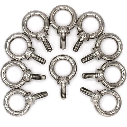 Lot de 10 boulons à œil en acier inoxydable M6 pour levage et fixation - M6 stainless steel machinery shoulder lifting eye bolts 10 pack