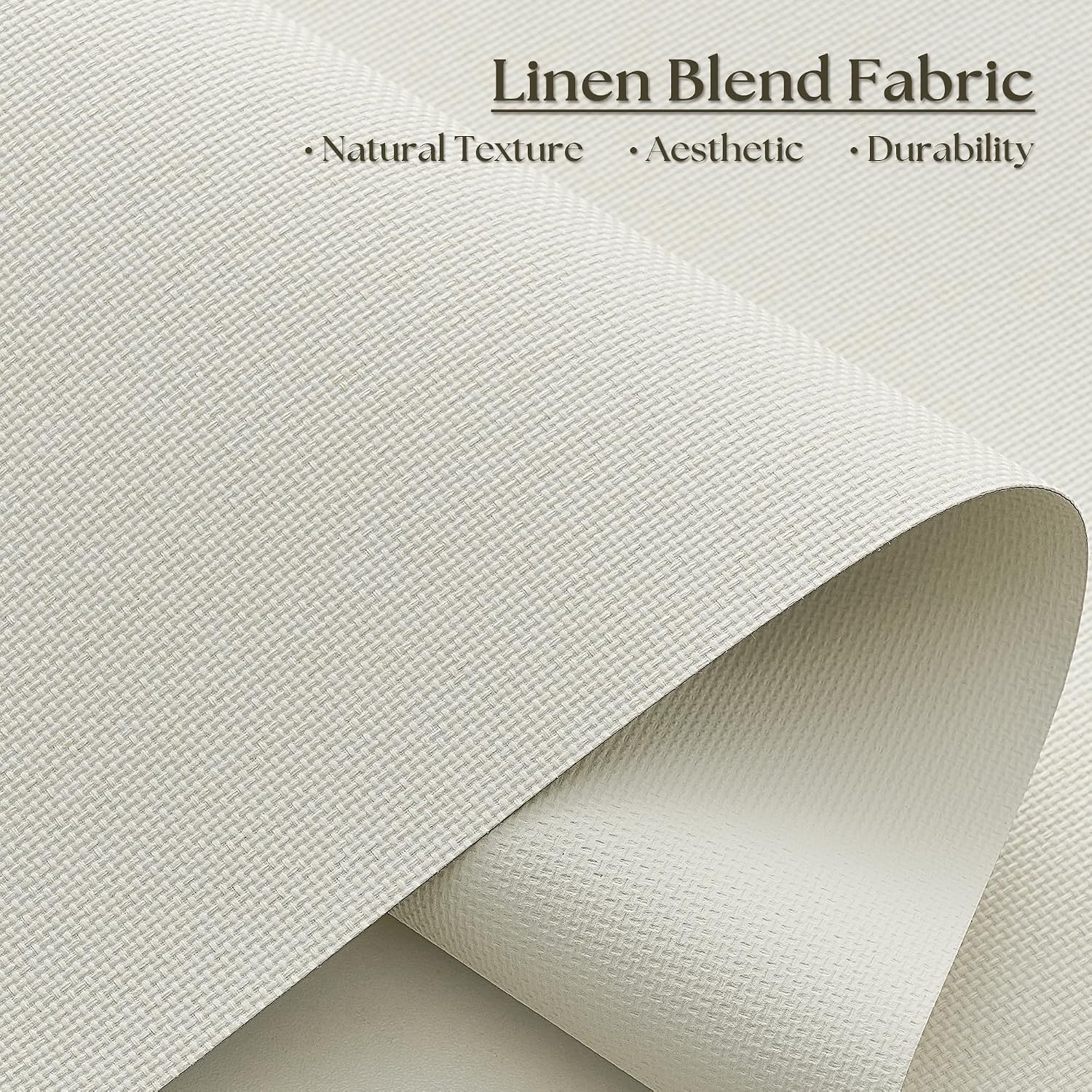 100% Blackout Roller Shades Cordless Blinds for Windows, Free-Stop Blind with Linen Valance Thermal Insulated UV Protection Privacy Window Shades for Bedroom Living Room Ivory Cream 35" W x 72" H image 2