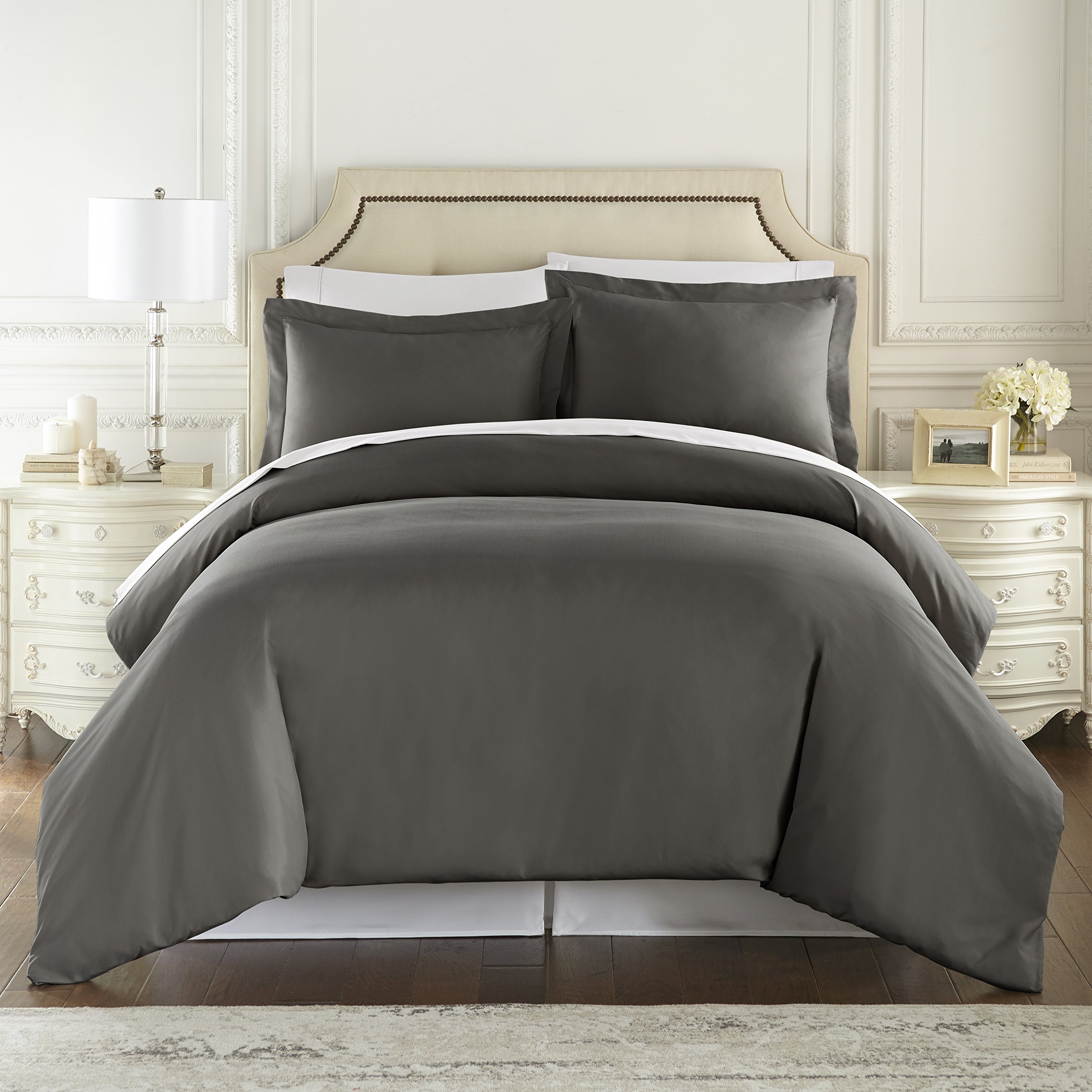 HC Collection3pc Duvet Cover Set, King, Gray