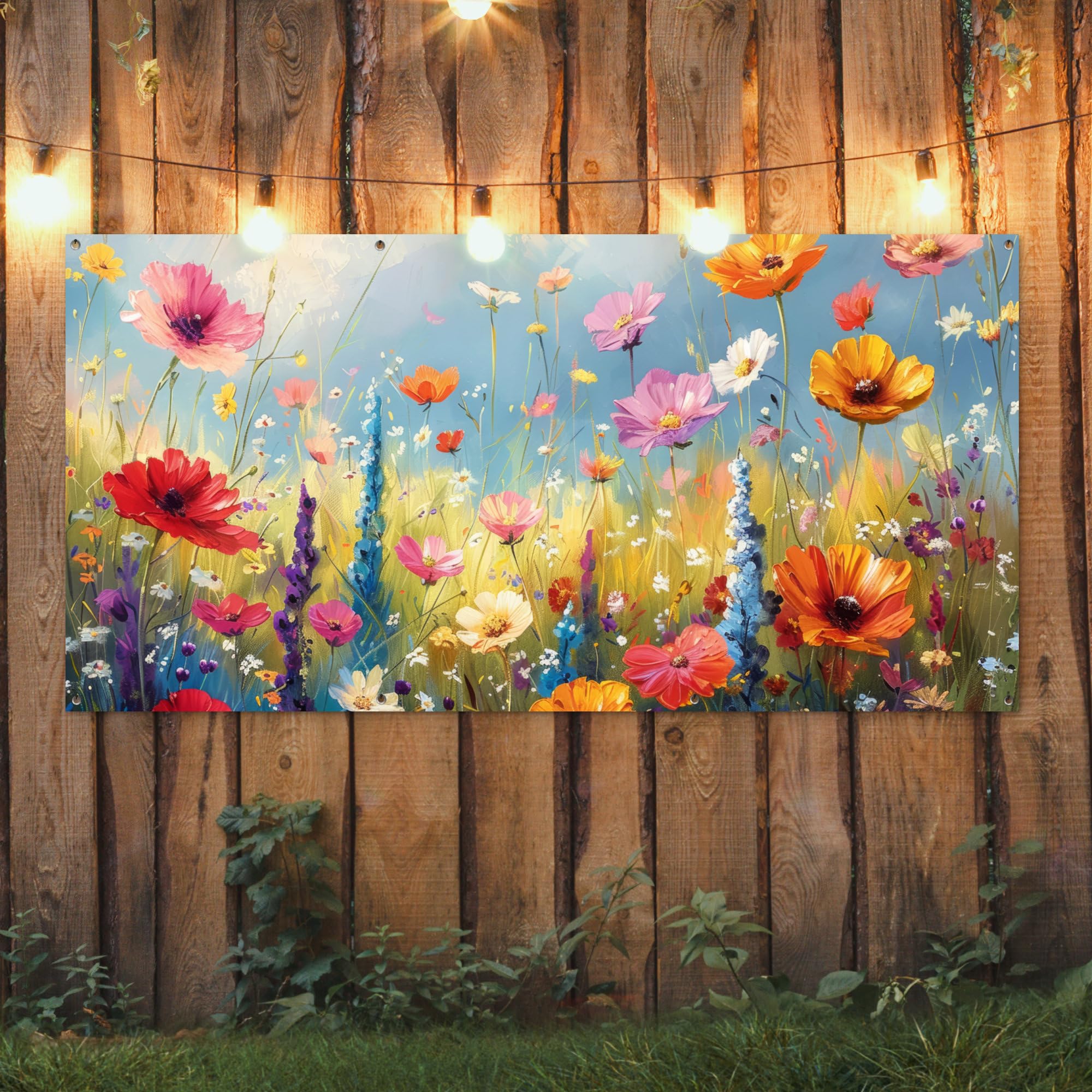 MuchoWow© Gartenposter Outdoor Bilder Gartendeko für draußen Wetterfest | 200x100 cm - Garten Deko Banner Draußen Gartendekoration Bild Blumen - Natur - Botanik - Kunst