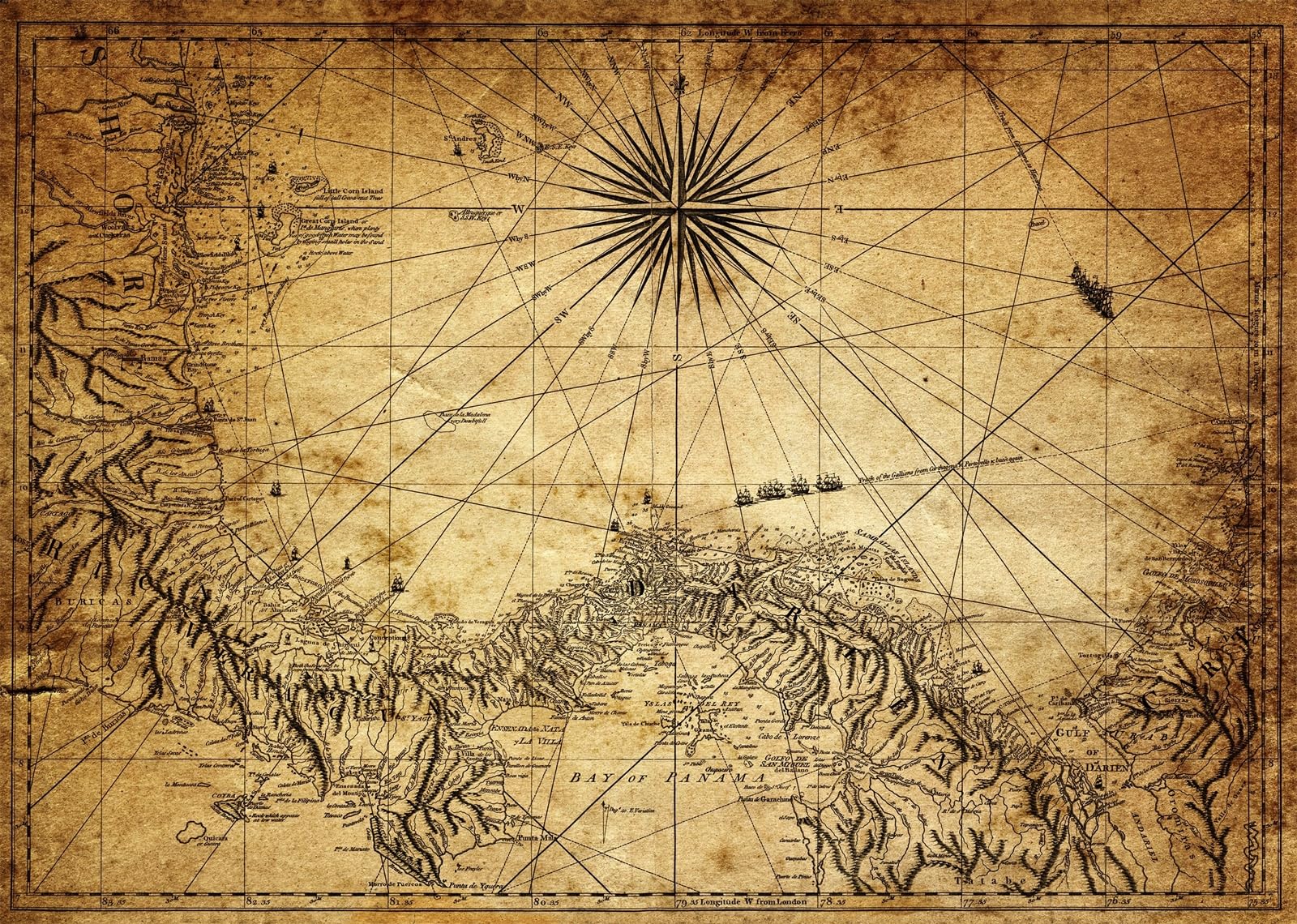20x10FT (6x3m) Mappa Antica Di Isola Fantasy Sfondo Fotografico