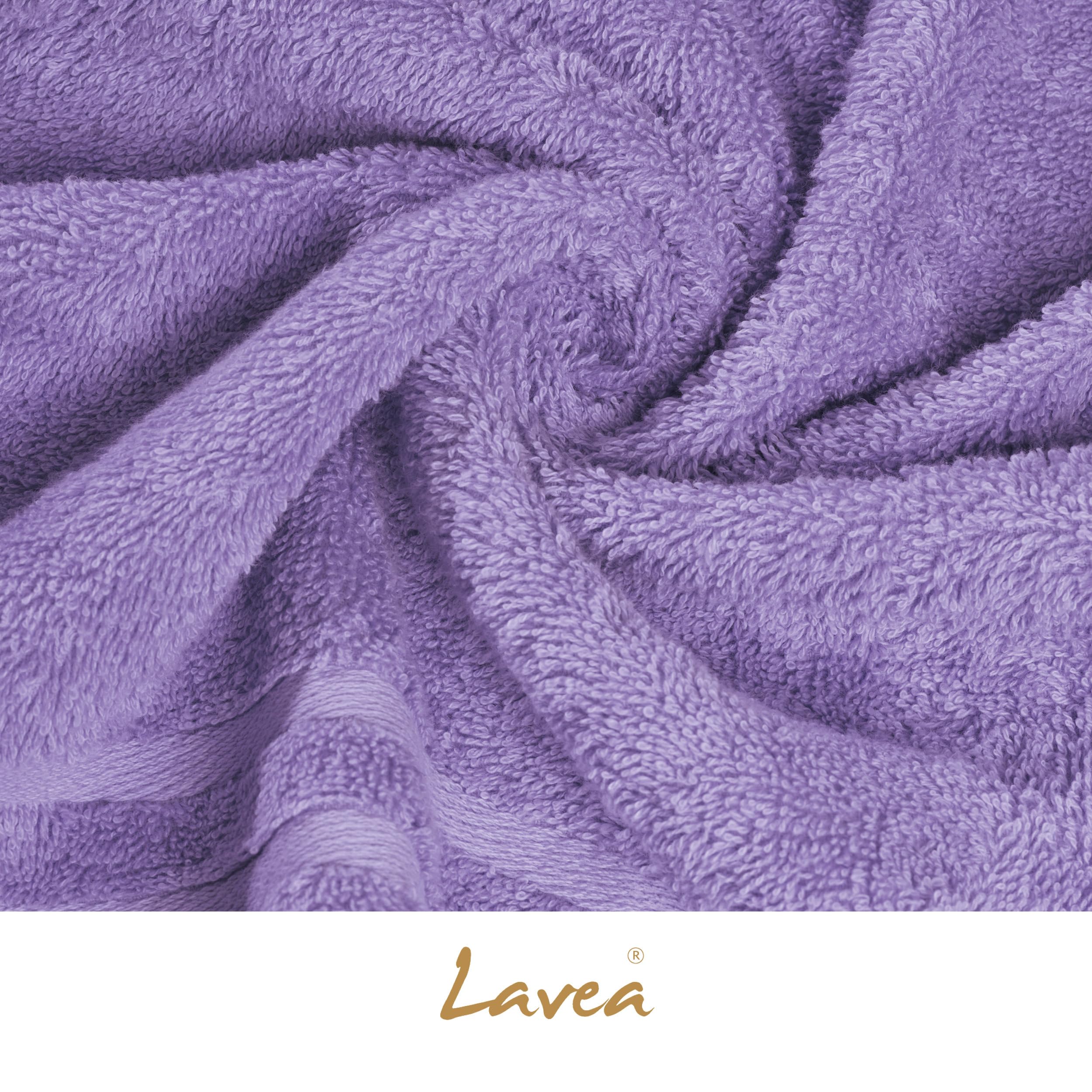 Lavea® Juego de 8 Toallas de Baño 50x100 cm en Rizo 100% Algodón – Suaves y Absorbentes – Toallas de Mano y Toallas Lavabo Ideales para Hogar, Hotel y SPA – Verde Claro y Lavanda
