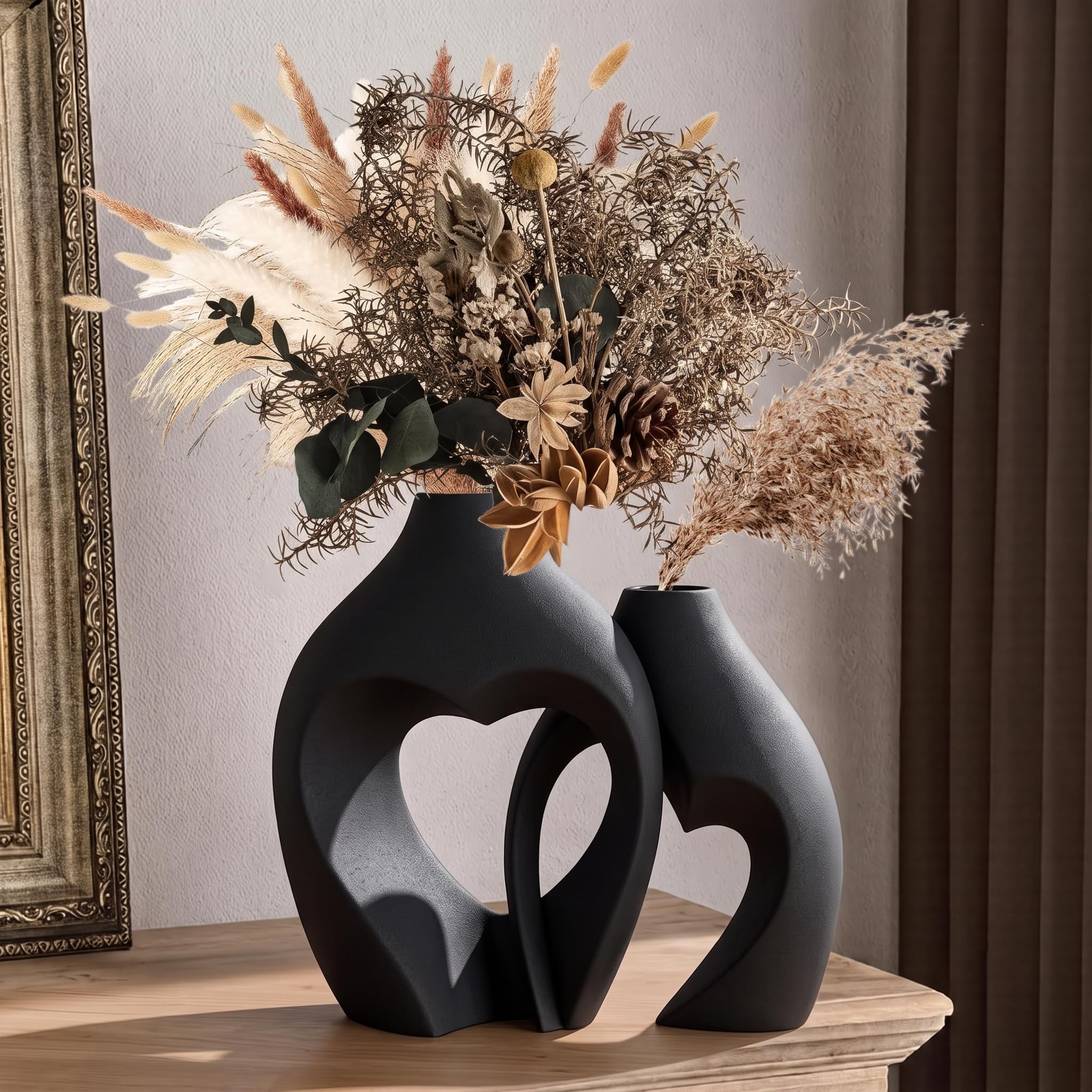 PUREZENTO Donut Heart Vases - Set of 2 Ceramic Vases -9