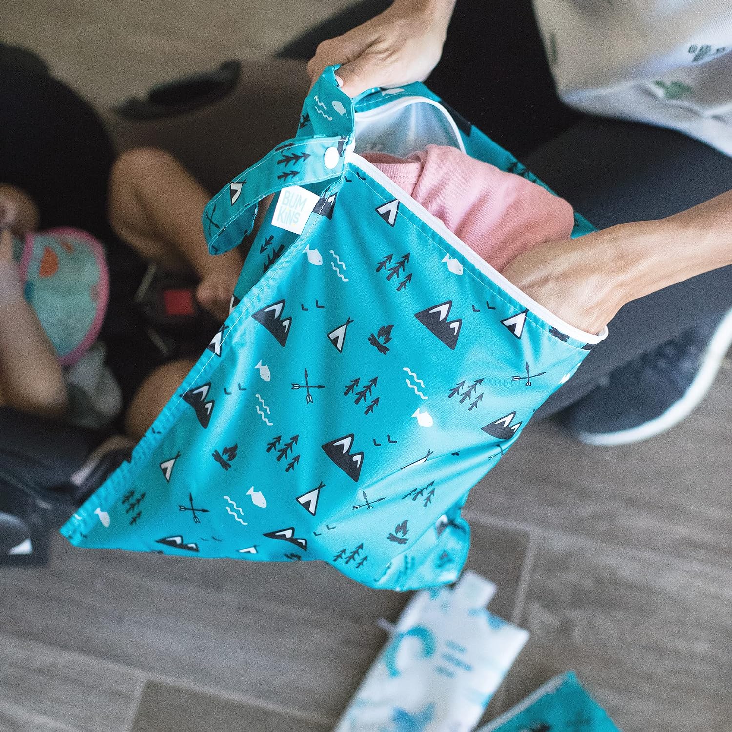Bumkins Waterproof Wet Bags for Baby, Travel, Swimsuit, Cloth Diapers, Pump Parts, Gym Clothes, Toiletries, Strap to Stroller, Zipper Reusable Bag, Packing Pouch