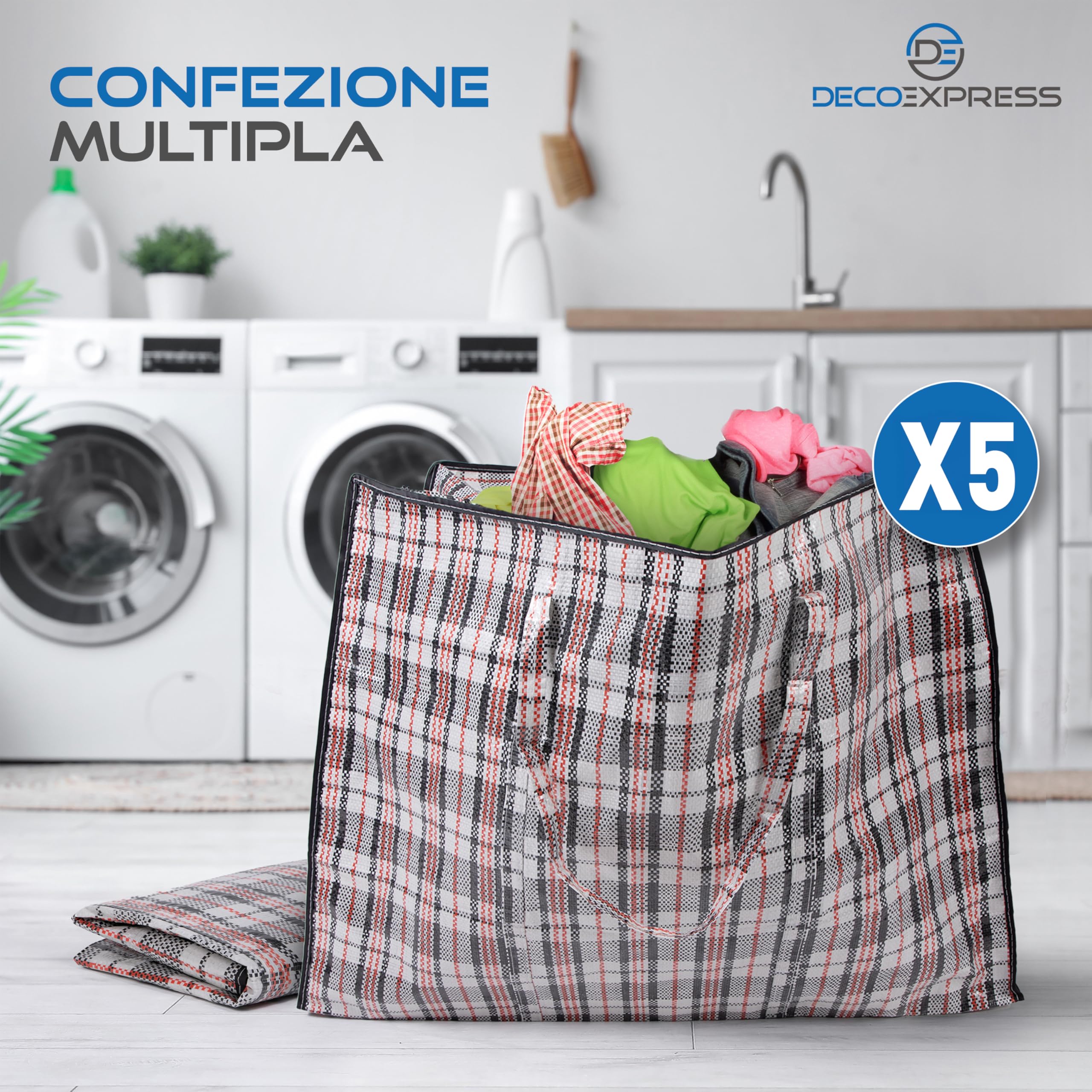 Confezione da 6 sacchetti extra resistenti con cerniera forte e manici